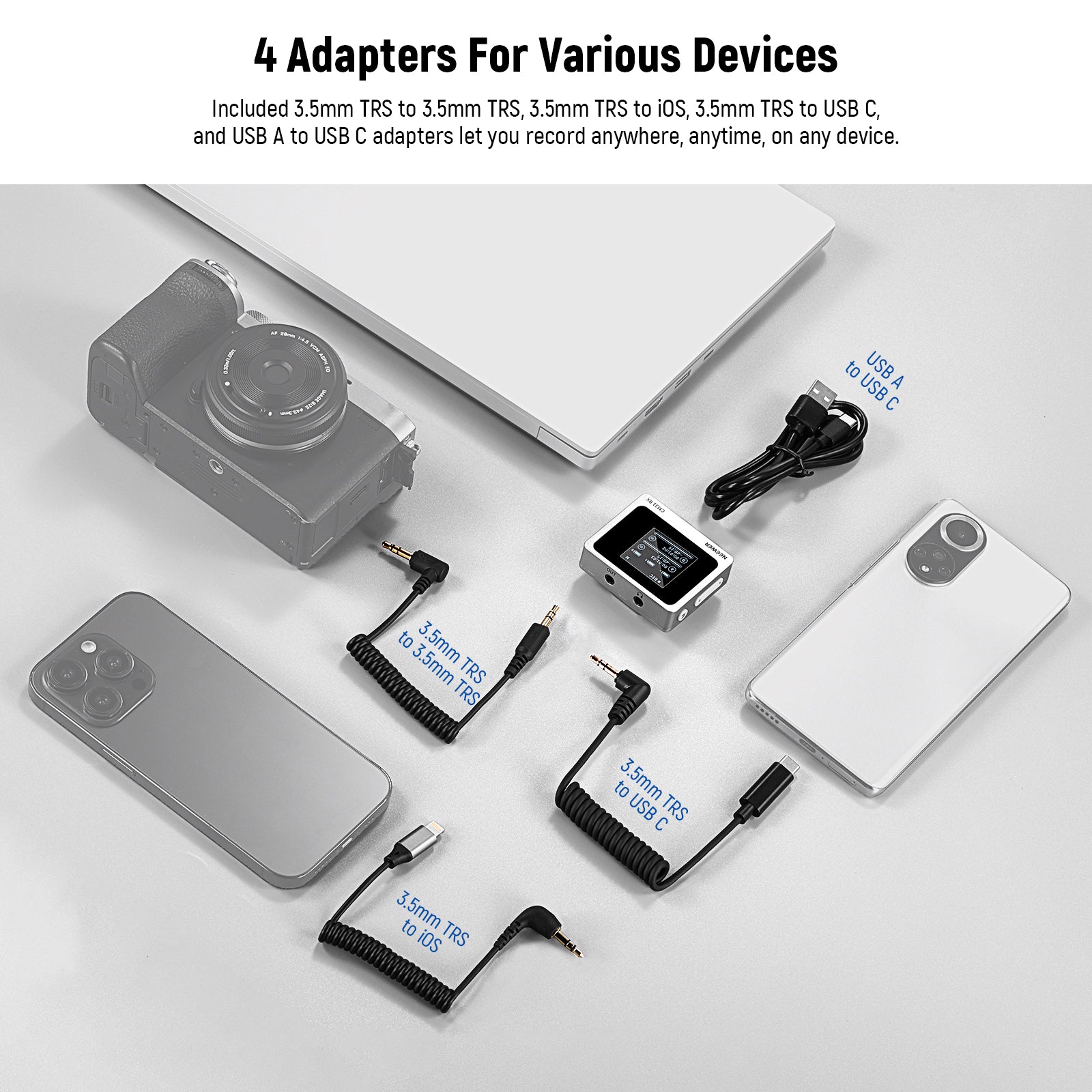 NEEWER CM31 Wireless Lavalier Microphone System for iPhone, Android, DSLR & Camera - Compact Clip-on Mic for Vlogging, YouTube, Interviews & Live Streaming