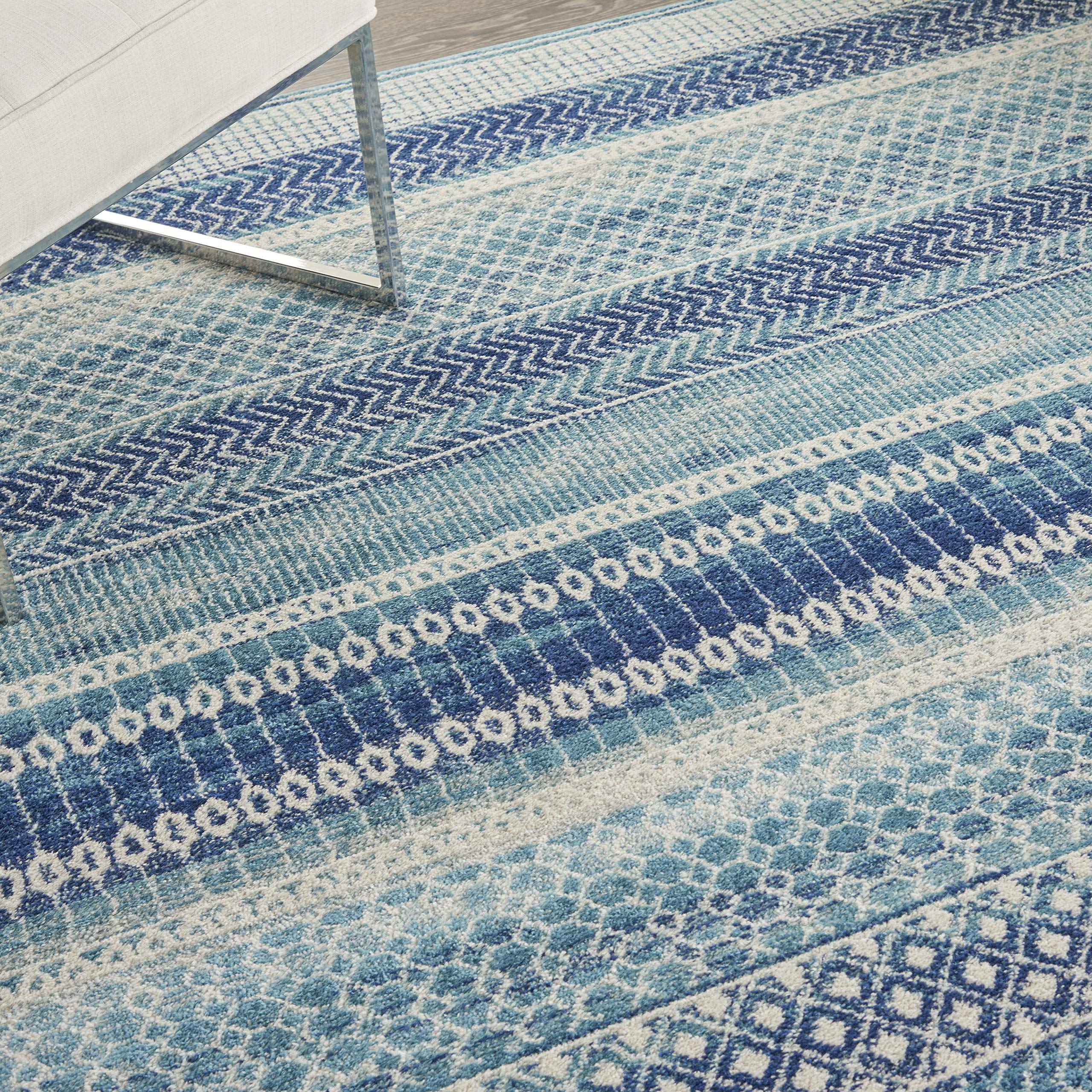 Nourison Passion Bohemian Navy Blue 8' x 10' Area Rug - Easy Clean, Non-Shedding, Stain Resistant | Perfect for Bedroom, Living Room, Dining Room & Kitchen Decor | Soft & Durable for High Traffic Areas