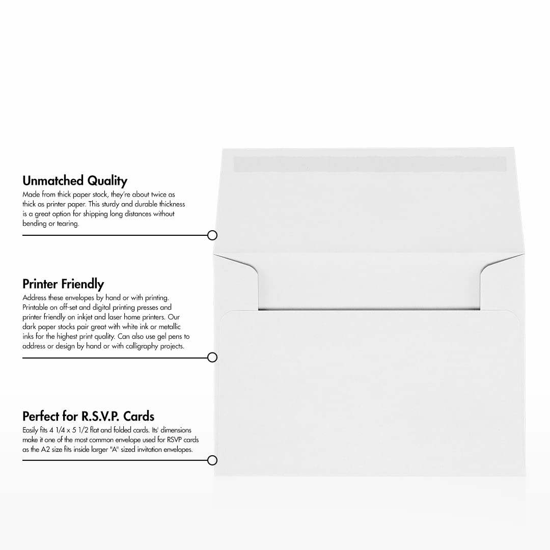 Premium A2 Invitation Envelopes 4 3/8 x 5 3/4 Inches - 70lb Classic Crest Solar White (Pack of 500) | Perfect for Wedding Invitations, Greeting Cards, Business Announcements & RSVP Cards | Elegant Stationery for Special Occasions & Professional Correspondence