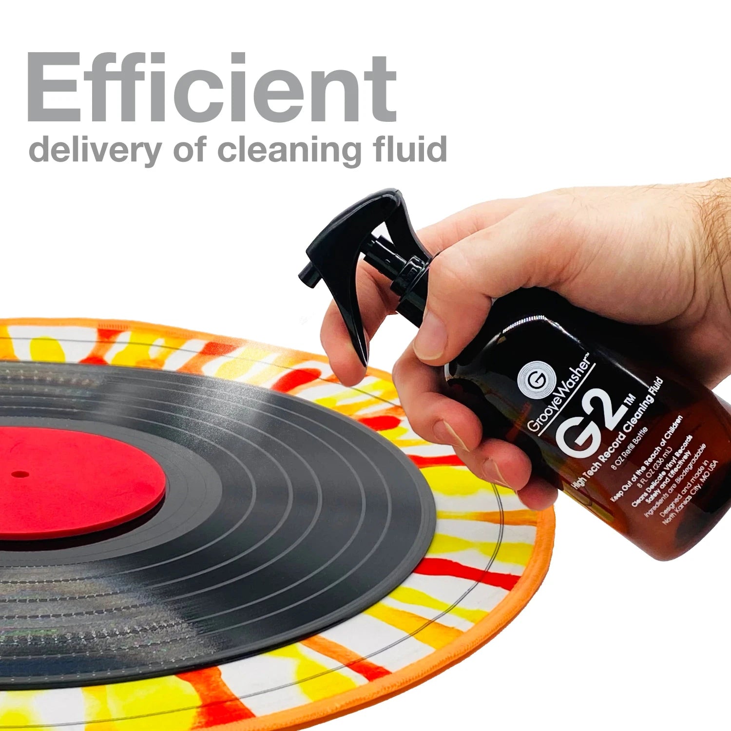 GrooveWasher G2 Vinyl Record Cleaning Fluid - 8 oz Bottle for Professional Vinyl Record Care - Perfect for Home & Studio Use