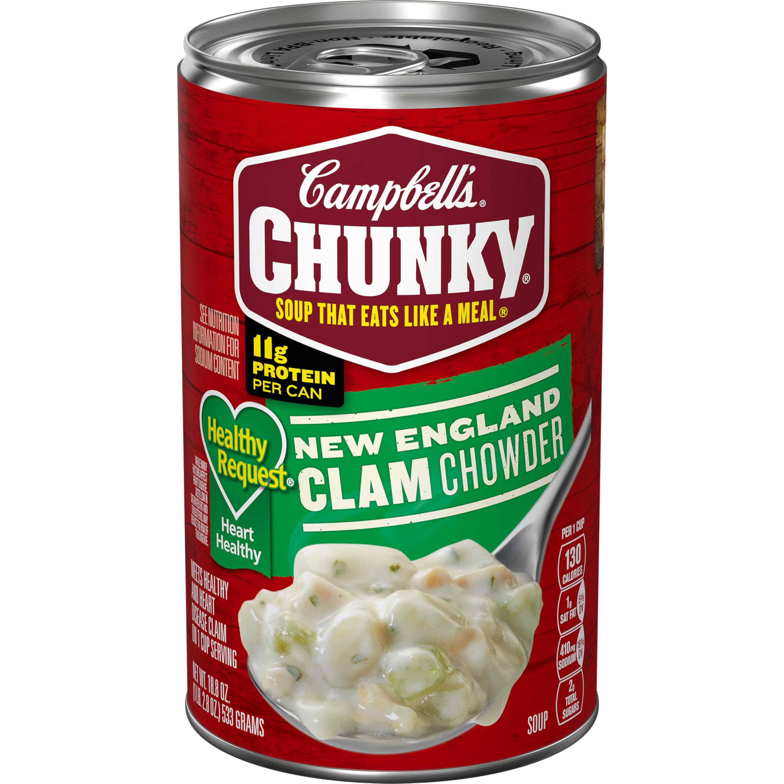 Campbell's Chunky Healthy Request New England Clam Chowder Soup - 18.8 Oz Can (Pack of 6) | Hearty & Nutritious Meal for Lunch, Dinner or Quick Comfort Food