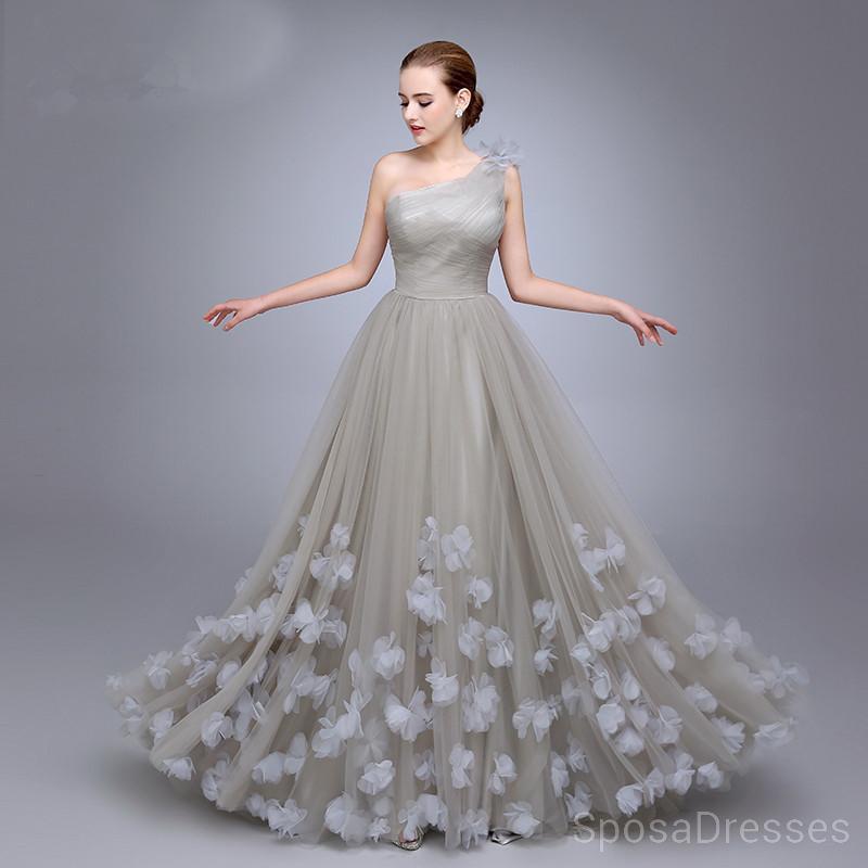 Elegant One Shoulder Grey Tulle Long Prom Dress for Women | Sexy Evening Gown for Sweet 16, Homecoming & Formal Events | Custom Sizing Available | Perfect for Prom Night, Quinceañera & Special Occasions