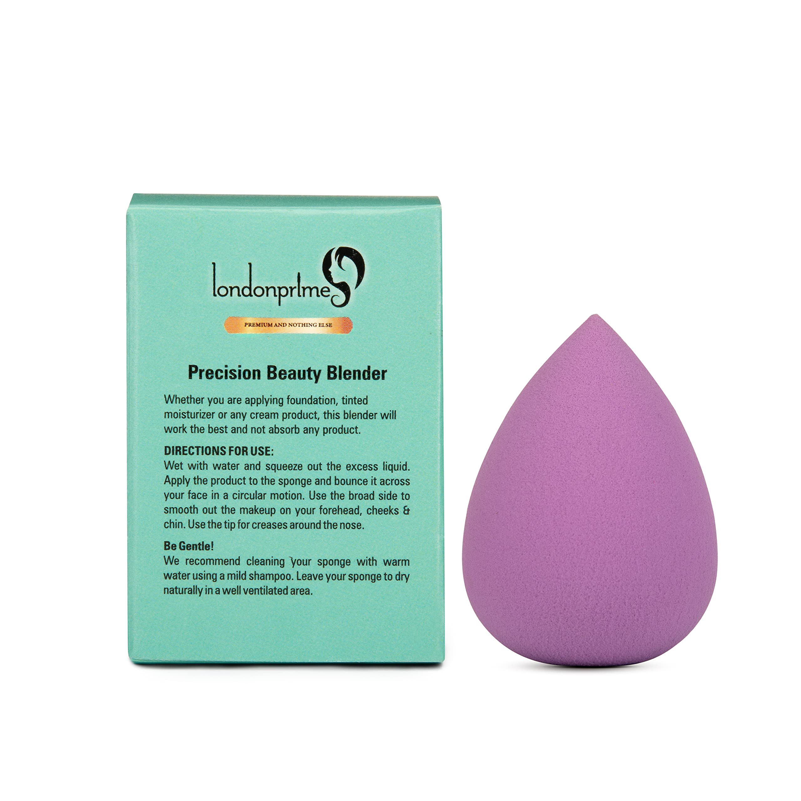 London Prime Precision Beauty Blender - Purple Makeup Sponge for Flawless Foundation & Concealer Application - Ideal for Liquid, Cream & Powder Cosmetics