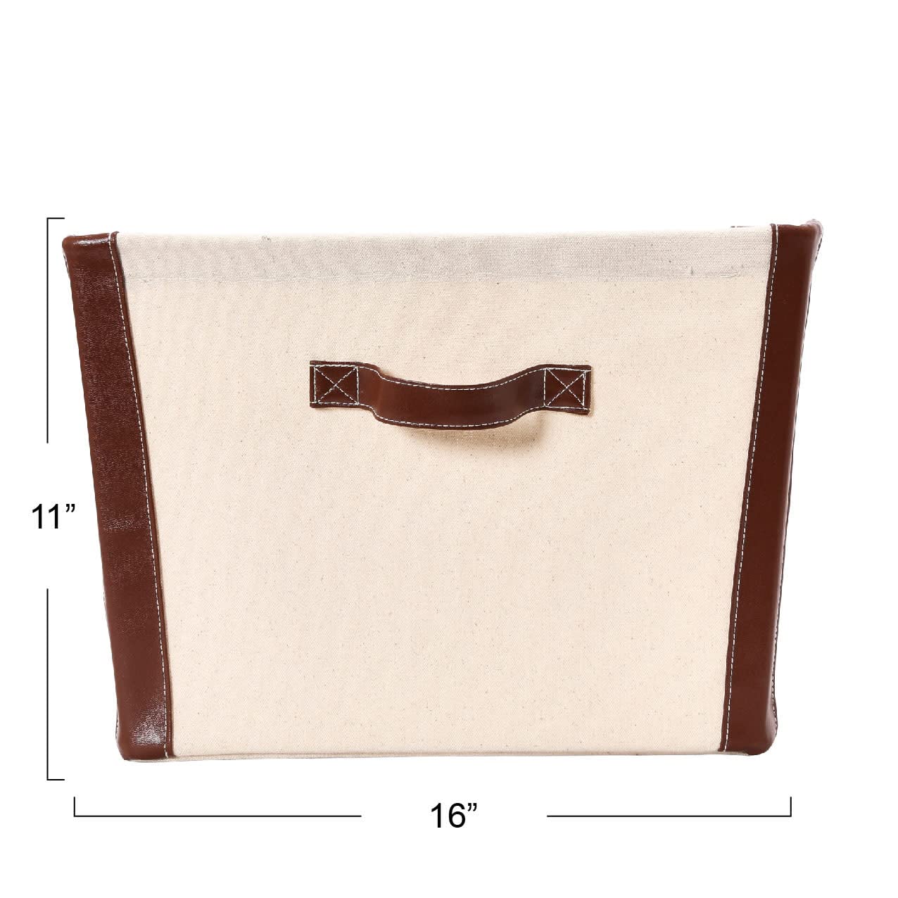 Eco-Friendly Canvas Storage Bin with Vegan Leather Trim - Perfect for Home Organization, Closet, Nursery & Office Storage