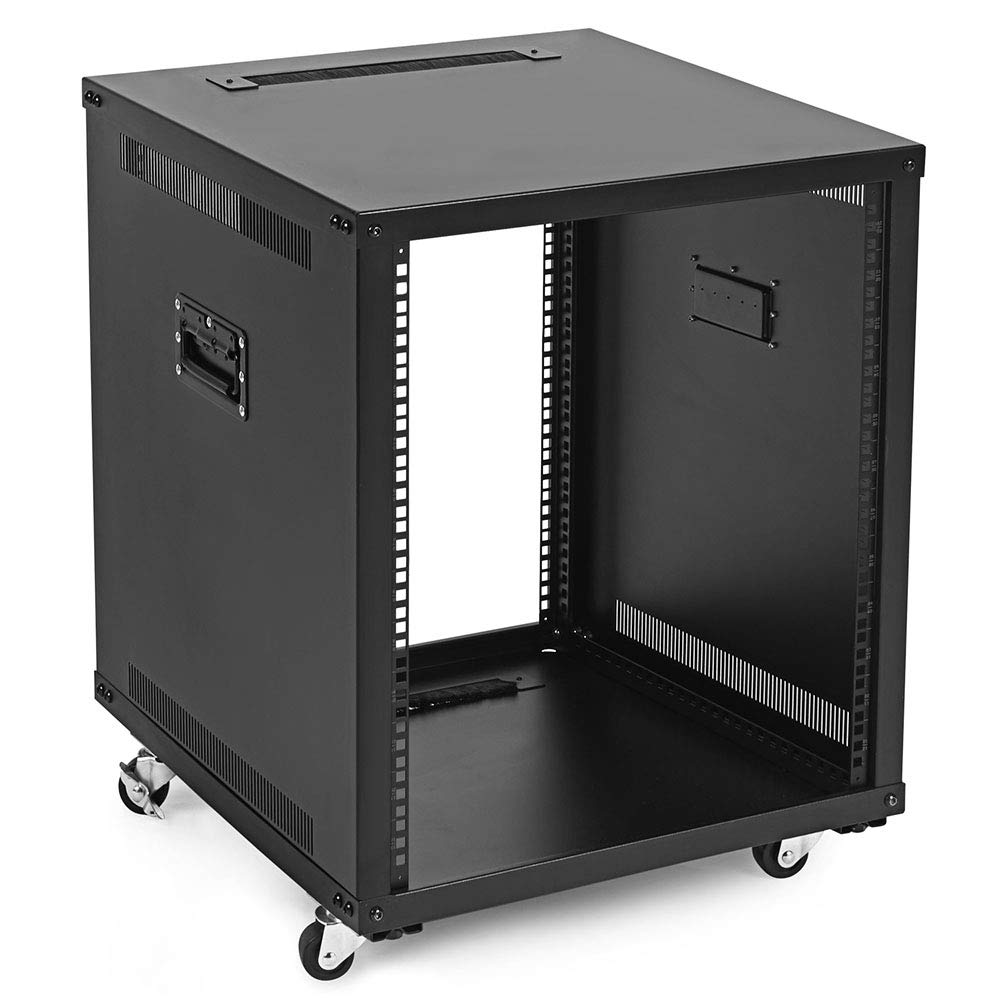 NavePoint 12U Portable Server Rack with Wheels - Adjustable 19-Inch Network Rack Open Frame for IT Equipment, Telecom & A/V - Heavy Duty 132lbs Capacity, Up to 22.6