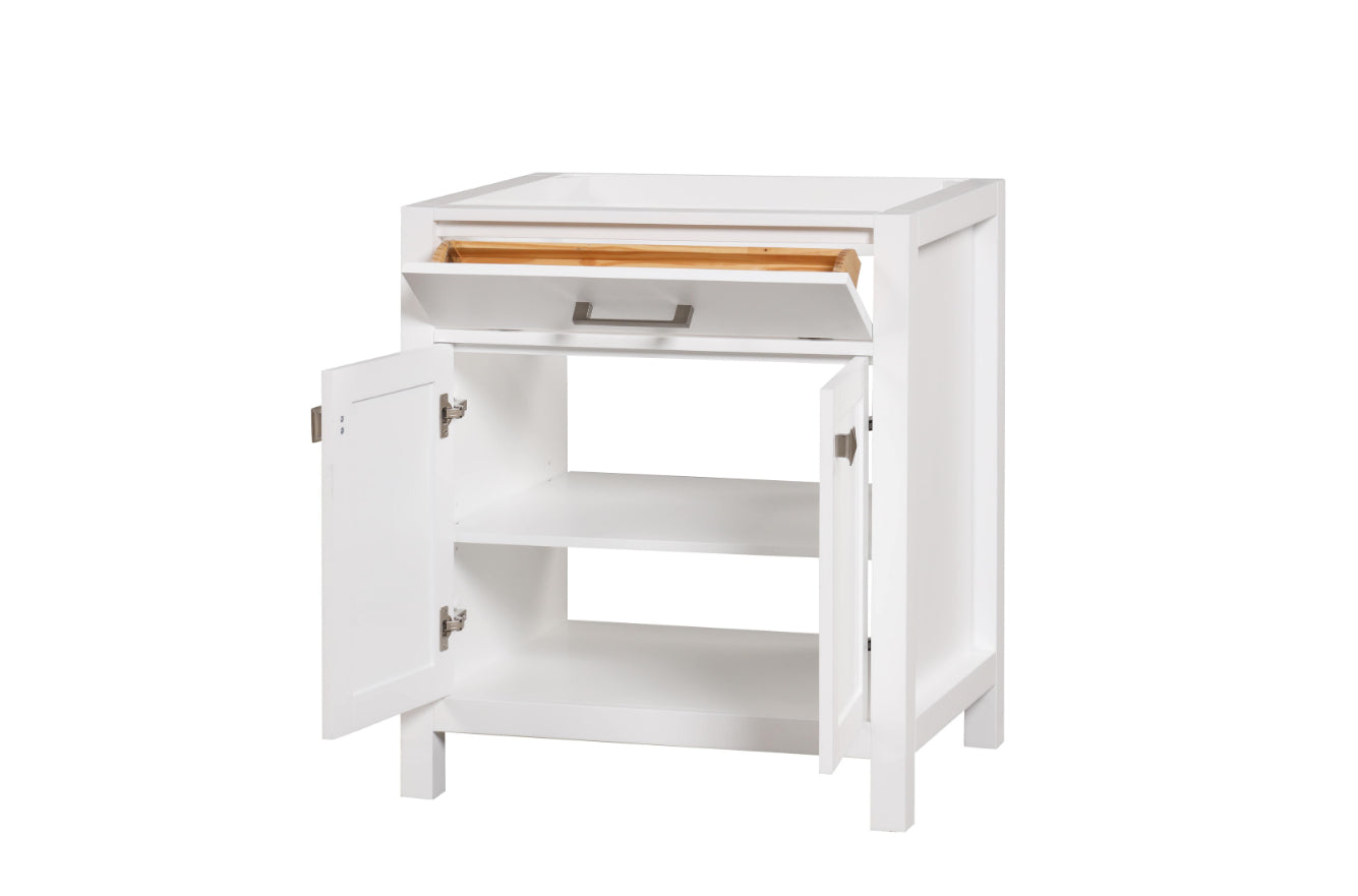 30 Inch Single Bathroom Vanity in Bright White - Modern London Style Bathroom Sink Cabinet with Soft-Close Doors & Drawers for Small Space Bathroom Remodel