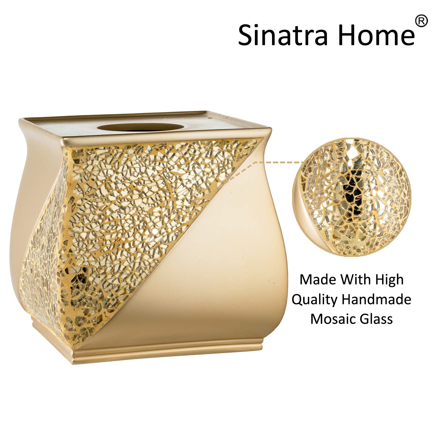 Champagne Sinatra Bath Tissue Box Holder - Elegant Bathroom Decor for Home & Spa | Perfect for Bathroom, Guest Room, and Luxury Hotel Decor