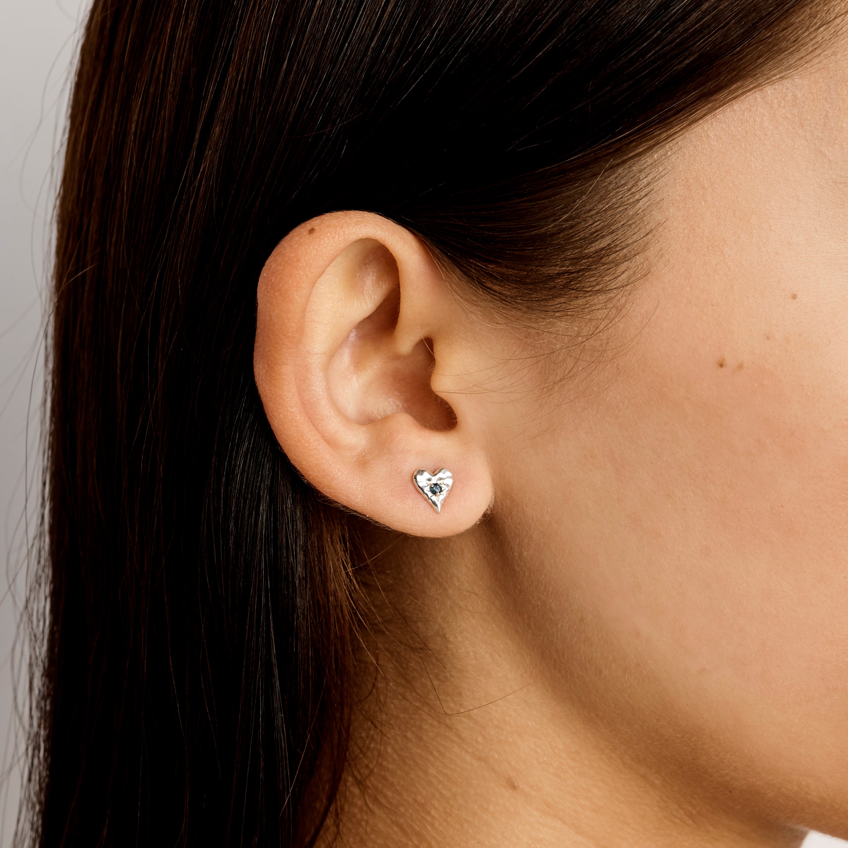 Love Heart London Blue Stud Earrings - Elegant Cubic Zirconia Studs for Women | Perfect for Valentine's Day, Anniversary & Everyday Wear