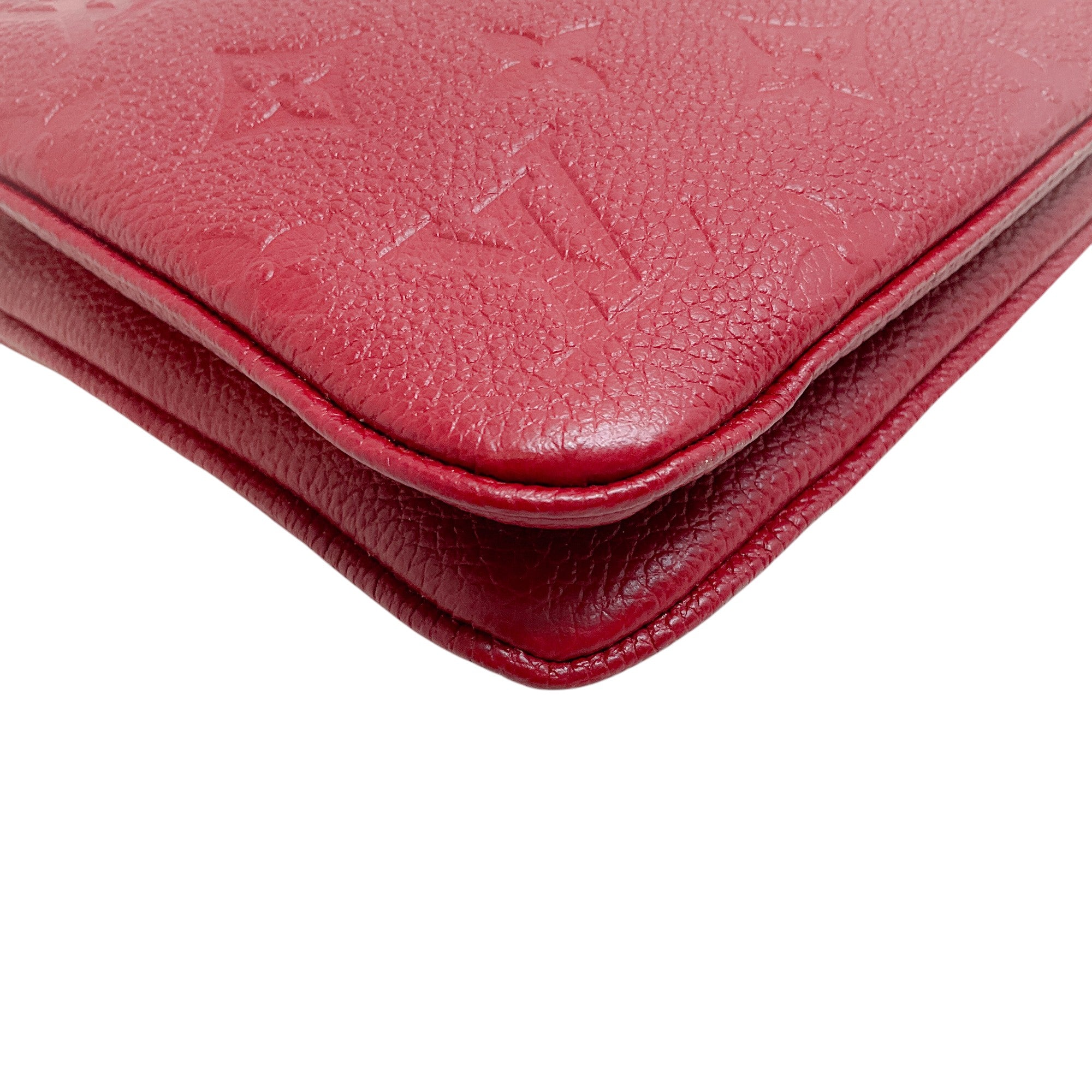 Louis Vuitton Red Monogram Empreinte Leather Double Zip Pochette Crossbody Bag - Luxury Women's Handbag for Date Night & Special Occasions