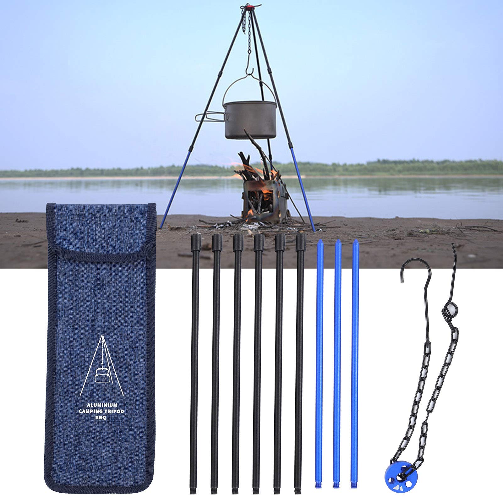 Adjustable Tripod Stand - Portable & Durable Cooking Tripod for Outdoor Camping, BBQ, Garden, and Picnic - Easy to Install & Use