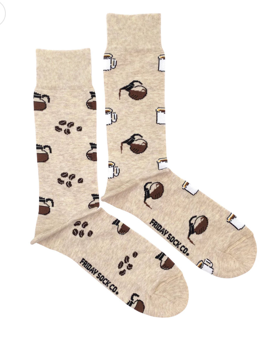 Vintage Coffee-Themed Socks for Men - Comfortable Novelty Crew Socks - Perfect Gift for Coffee Lovers, Baristas & Office Workers
