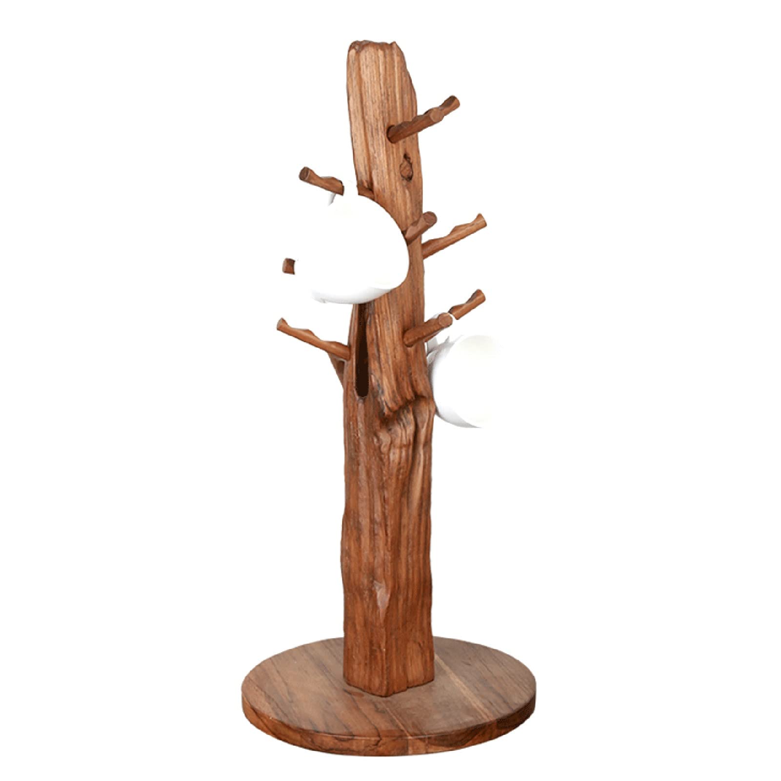 DOGOU Wooden Mug Tree - Coffee Cup Holder for 6 Mugs, Countertop Organizer for Kitchen, Coffee Bar & Office - Rustic Home Storage Solution (Perfect for Coffee Lovers & Small Space Organization)