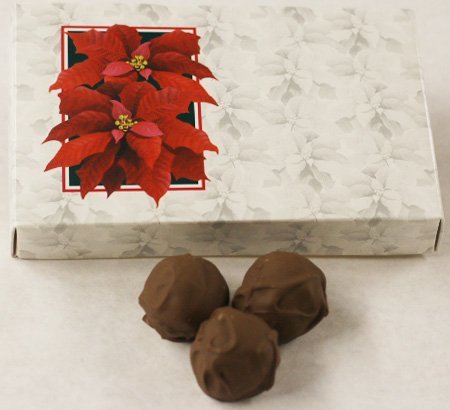 Scott's Cakes Premium Milk Chocolate Covered Pistachio Butter Truffles - 8 oz Gift Box (Poinsettia Design) - Perfect for Holidays, Christmas Gifts & Gourmet Dessert Platters