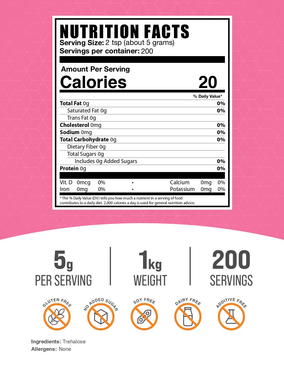 Premium Trehalose Powder - Natural Sweetener for Baking, Skincare & Supplements | Non-GMO, Vegan-Friendly | Ideal for Desserts, Coffee & DIY Beauty Products