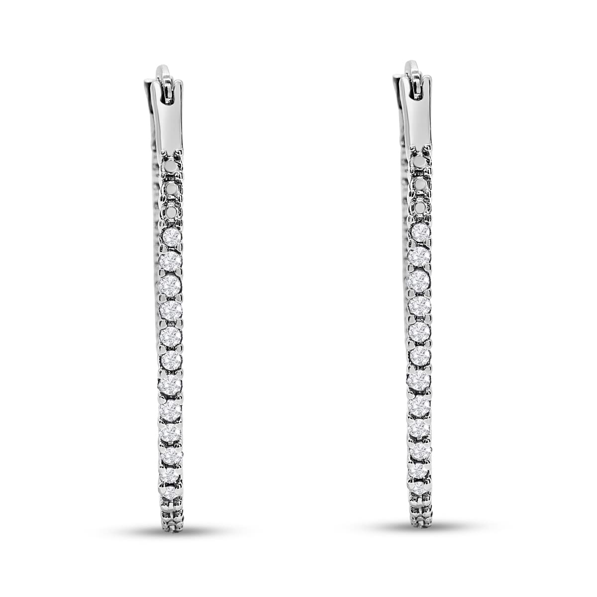 Diamond Hoop Earrings for Women - Sterling Silver Large Hoops with Genuine Diamonds | Perfect for Parties, Weddings & Everyday Elegance