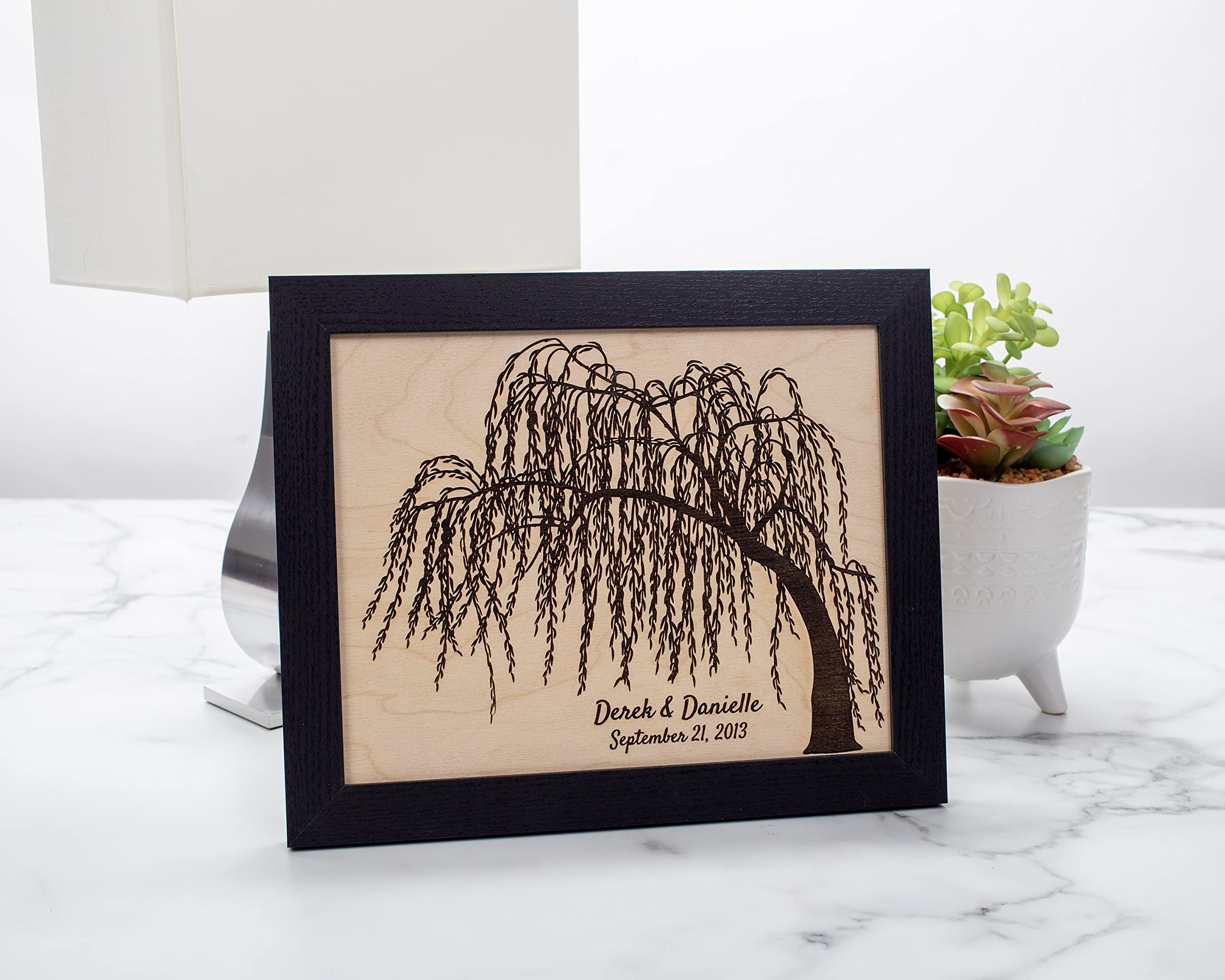 Personalized Engraved Willow Tree 8x10 Picture Frame - Custom Wedding Anniversary Gift for Couples, Housewarming Present, Unique Gift for Her - 9 Year Anniversary Keepsake (Brown Wood Frame) | Perfect for Bedroom Decor, Wedding Photo Display & Sentimental Home Gifts