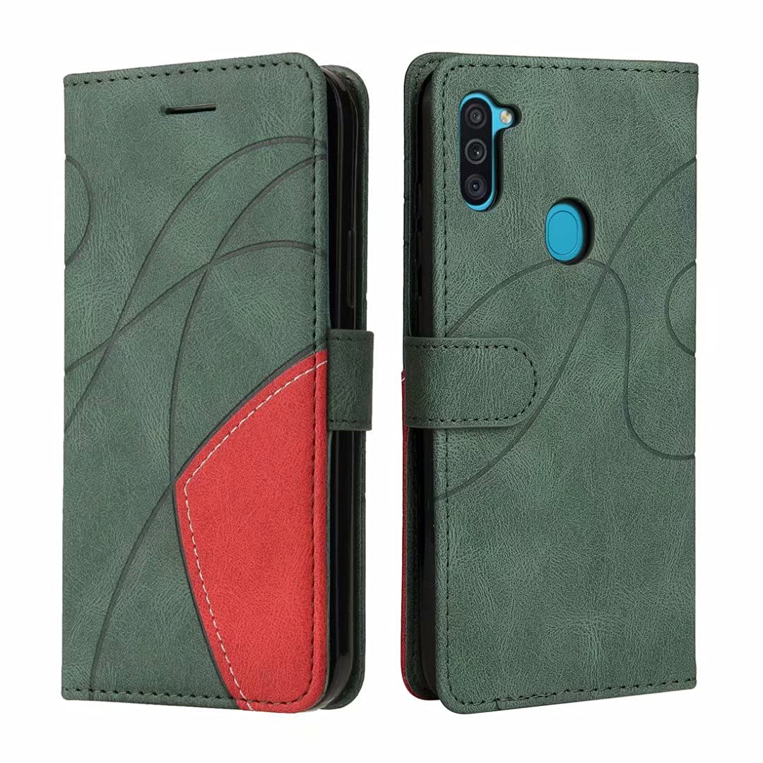 LHYIN Galaxy A11 EU Version Wallet Case - Green PU Leather Cover with Magnetic Closure, Wrist Strap & Flip Stand | Protective Phone Case for Samsung Galaxy A11 (European Model) | Perfect for Daily Use, Travel & Business