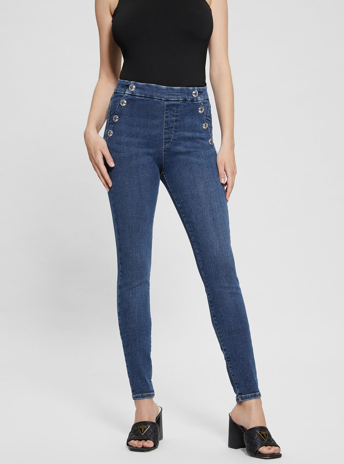 High Rise Aubree Skinny Denim Jeans for Women - Dark Wash Stretch Comfort Fit - Perfect for Casual Wear, Office & Night Out