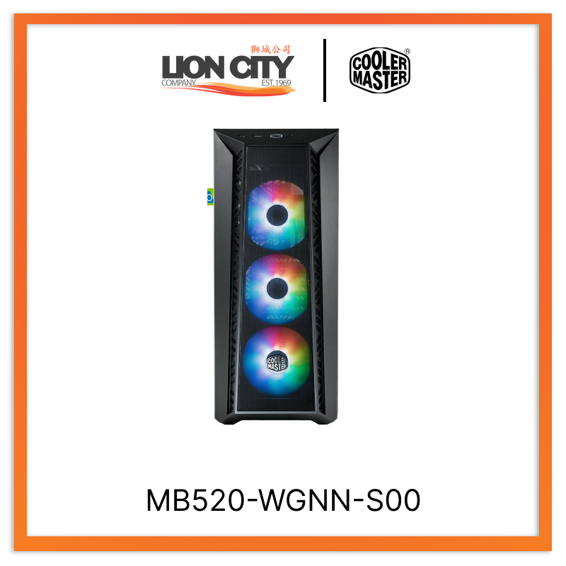Cooler Master MB520 WGNN S00 CM MasterBox 520 Mesh ARGB ATX Mid-Tower PC Case - Tempered Glass Side Panel, White - Perfect for Gaming & High-Performance PC Builds