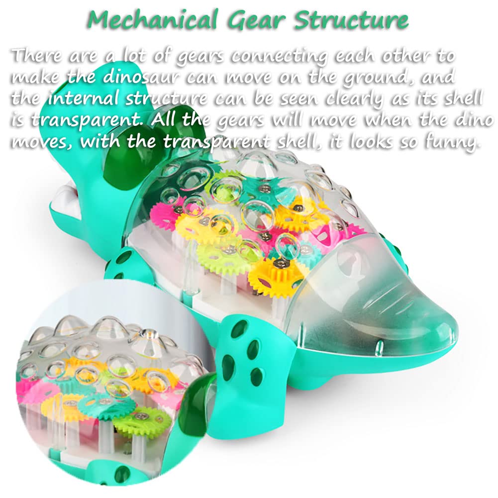 Transparent Mechanical Gear Toy - Dinosaur Car with Lights & Music, Electronic Land & Swimming Fish Toy, Universal Wheel Vehicle for Kids - Perfect for STEM Learning & Pretend Play