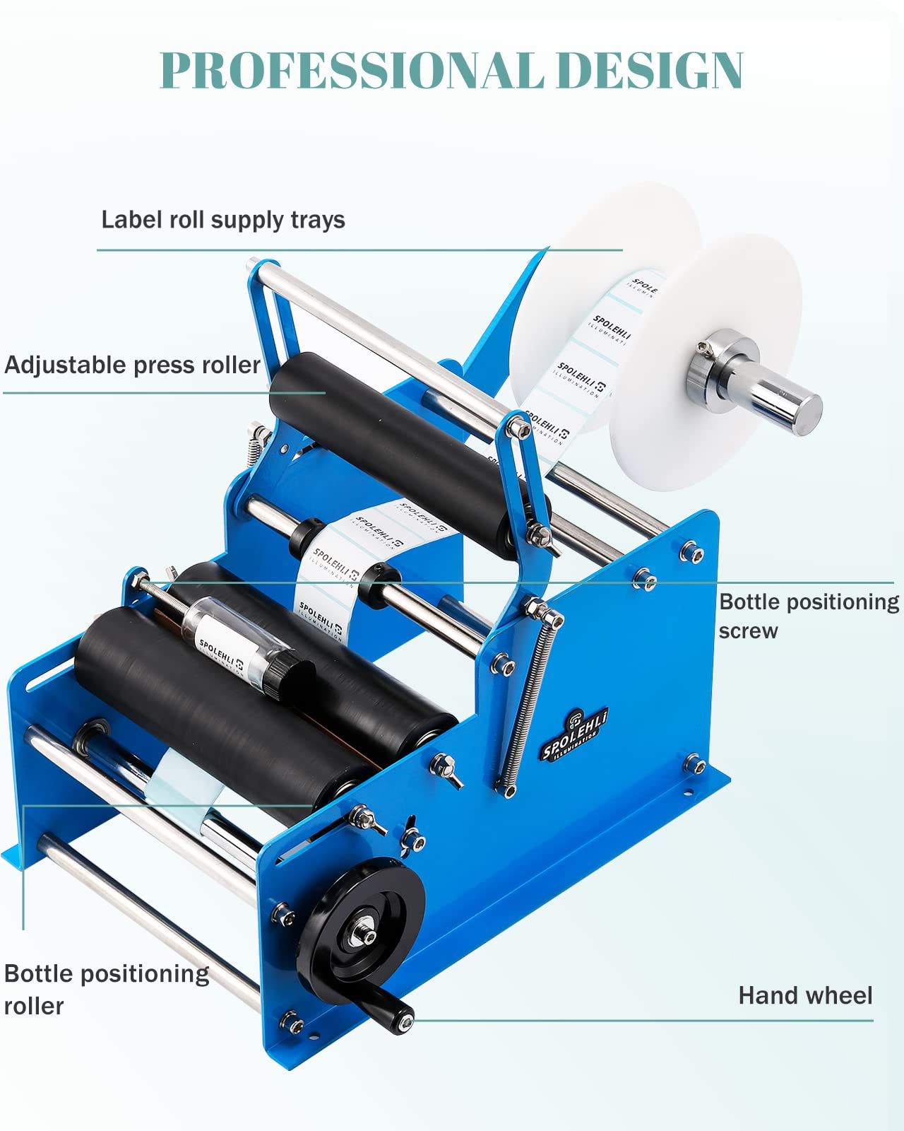 Manual Swing Arm Bottle Labeling Machine - Adjustable Self-Adhesive Label Applicator for Round Bottles (0.6-4.7