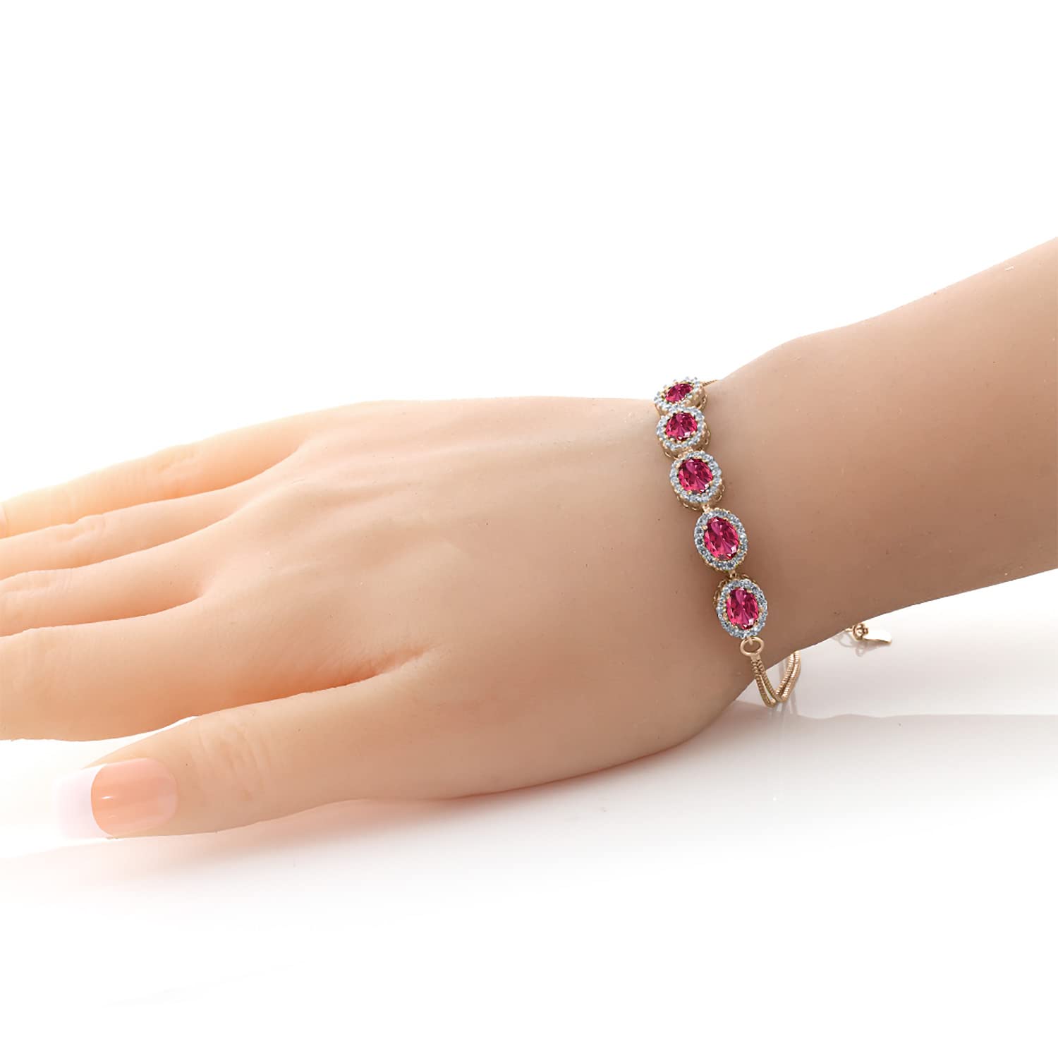 4-8 Cttw Gemstone Birthstone Tennis Bracelet for Women | 7x5mm Oval Cut | 18K Rose Gold Plated Sterling Silver | 7