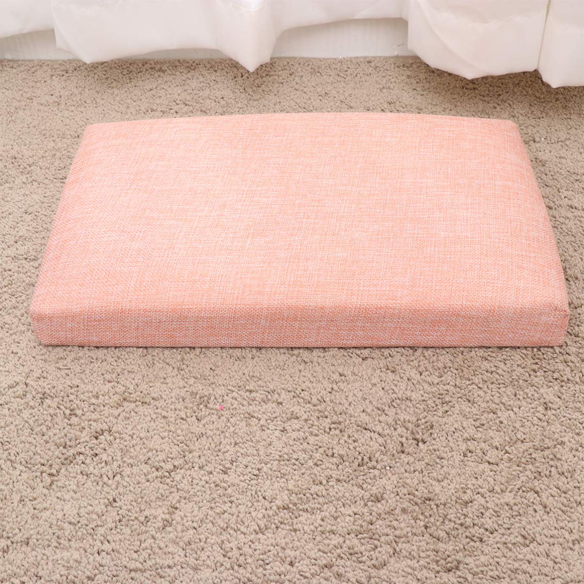 DOITOOL Linen Storage Ottoman Cube - Foldable Foot Rest Stool with Removable Lid, Multifunctional Toy Storage Box for Kids, Living Room, Bedroom & Nursery Organization