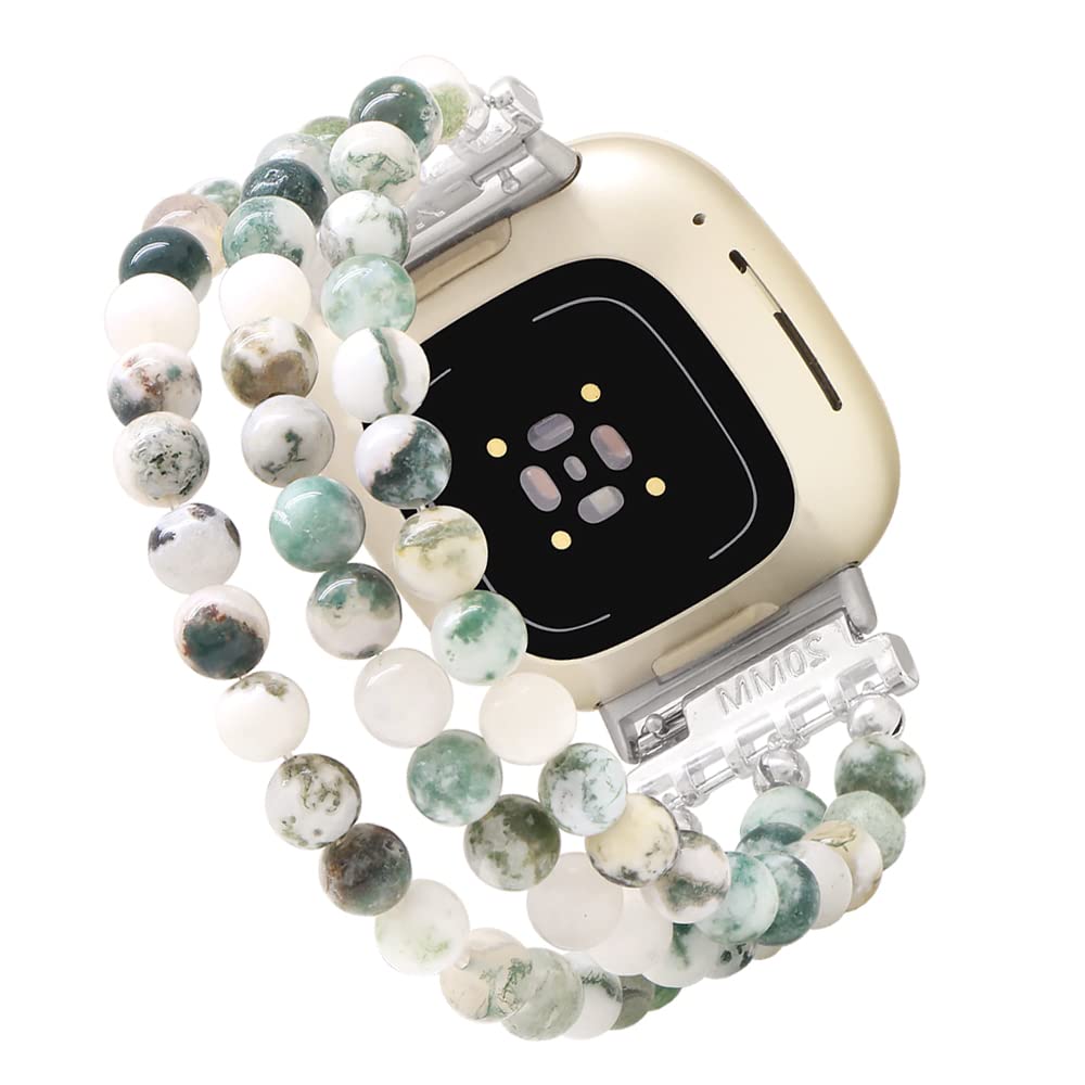 Fitbit Versa 3/4 & Sense 2 Bands - Beaded Gemstone Bracelets for Women & Men | Workout & Daily Wear