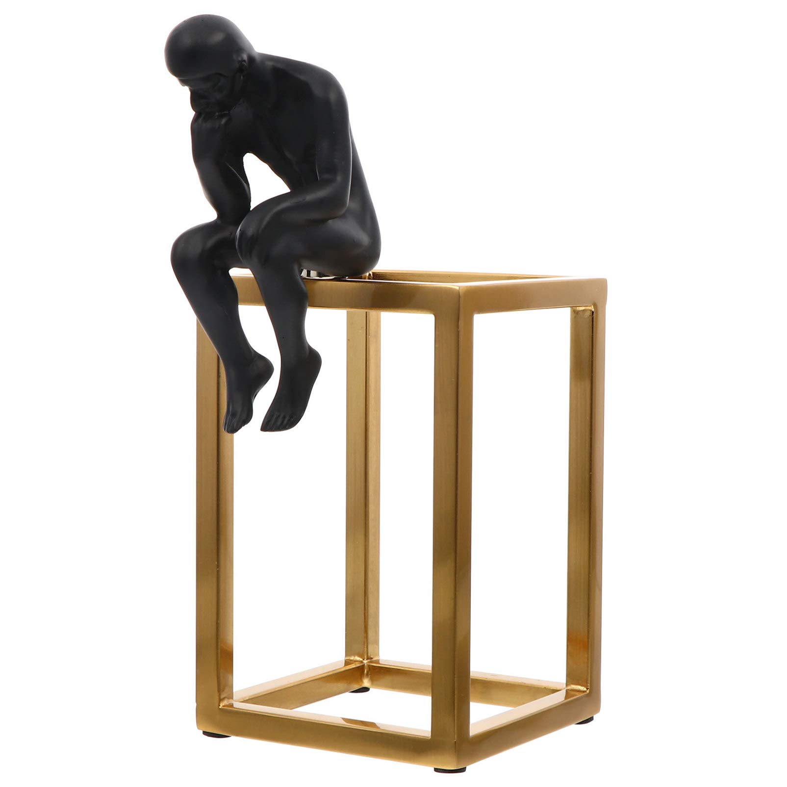 BESPORTBLE Little Black Iron Thinker Statue - Desktop Decor, Tabletop Ornament, Photography Prop | Perfect for Home Office, Bookshelf Display & Artistic Photography Backdrops