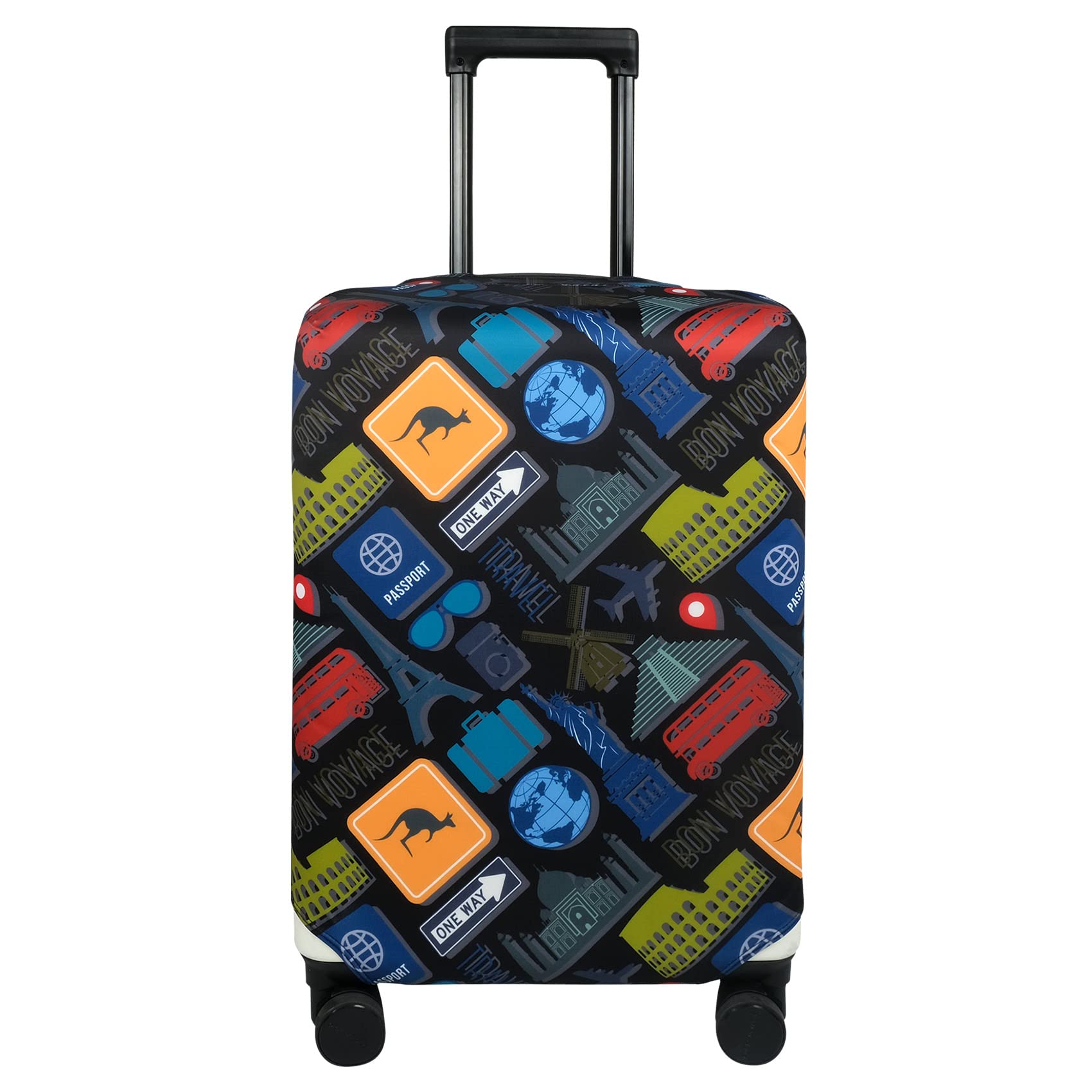 23-26 Inch Suitcase Cover - Waterproof Luggage Protector for Travel | Fits Most Airlines | Perfect for Airplane, Train & Cruise Travel (Bon Voyage, M)