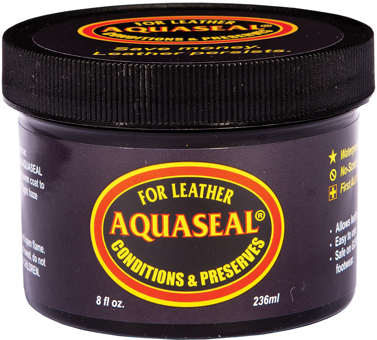 Aquaseal Leather Repair Cream - 8oz Leather Conditioner & Restorer for Shoes, Bags, Jackets - Restores Scratches & Cracks - Perfect for Home, Office & Travel Use