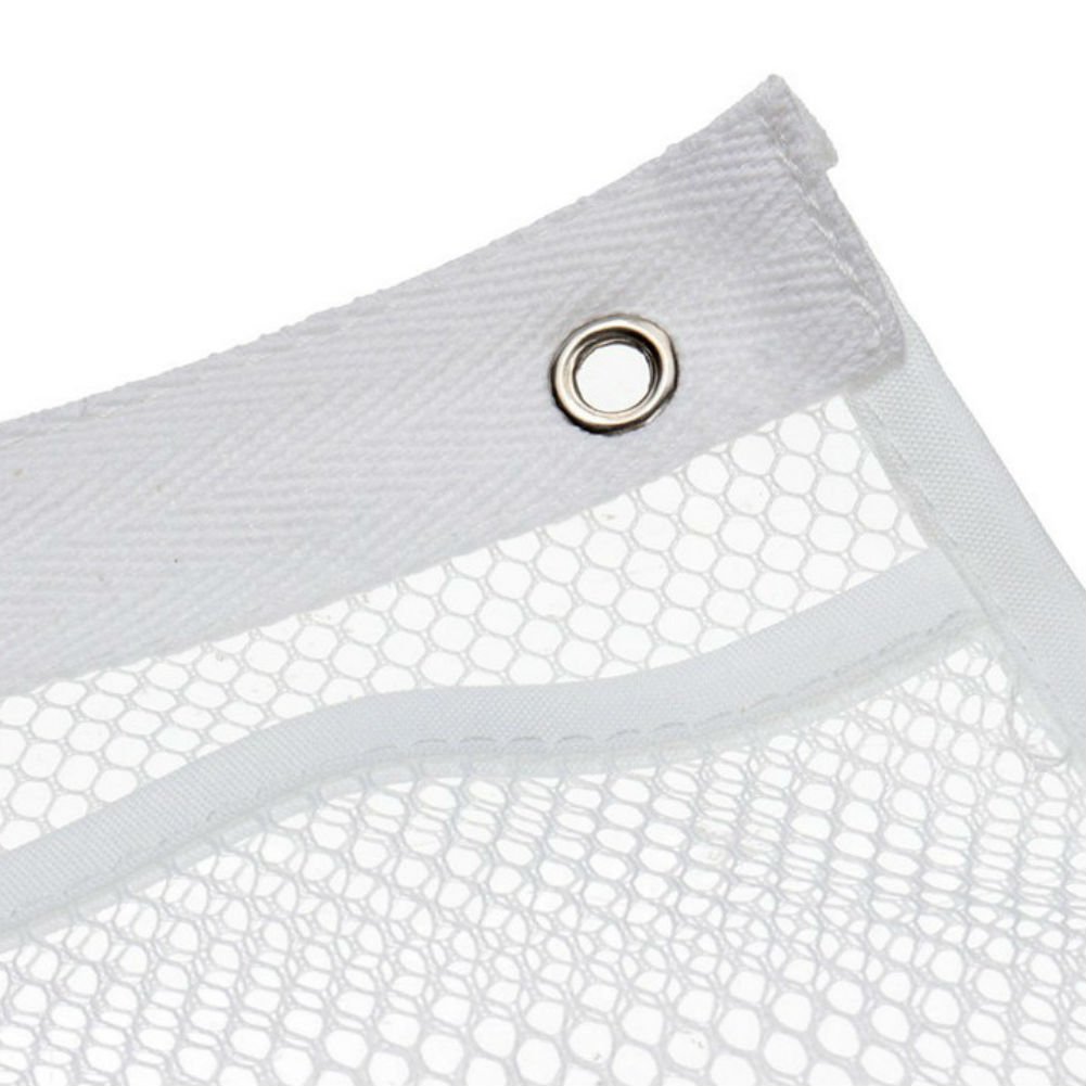 AKOAK 6-Pack Quick Dry Mesh Hanging Organizer with 4 Rings - White Bathroom Storage Caddy for Shower Curtain Rod - Perfect for Toiletries, Cosmetics & Bath Accessories Organization