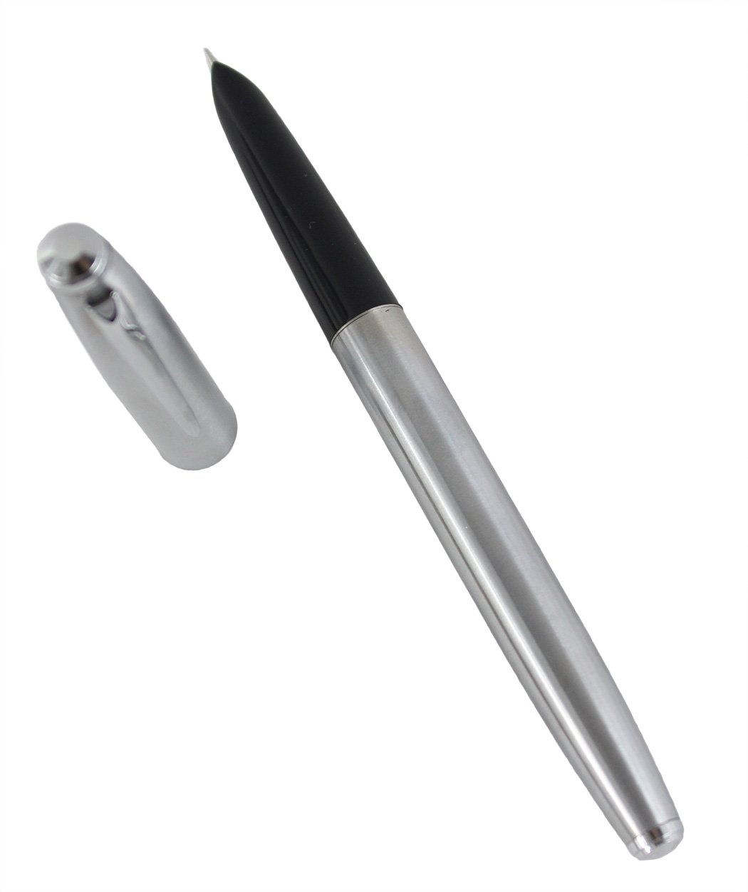 Slim Fountain Pen Fine Nib - Elegant Silver Writing Pen for Office & Gifts