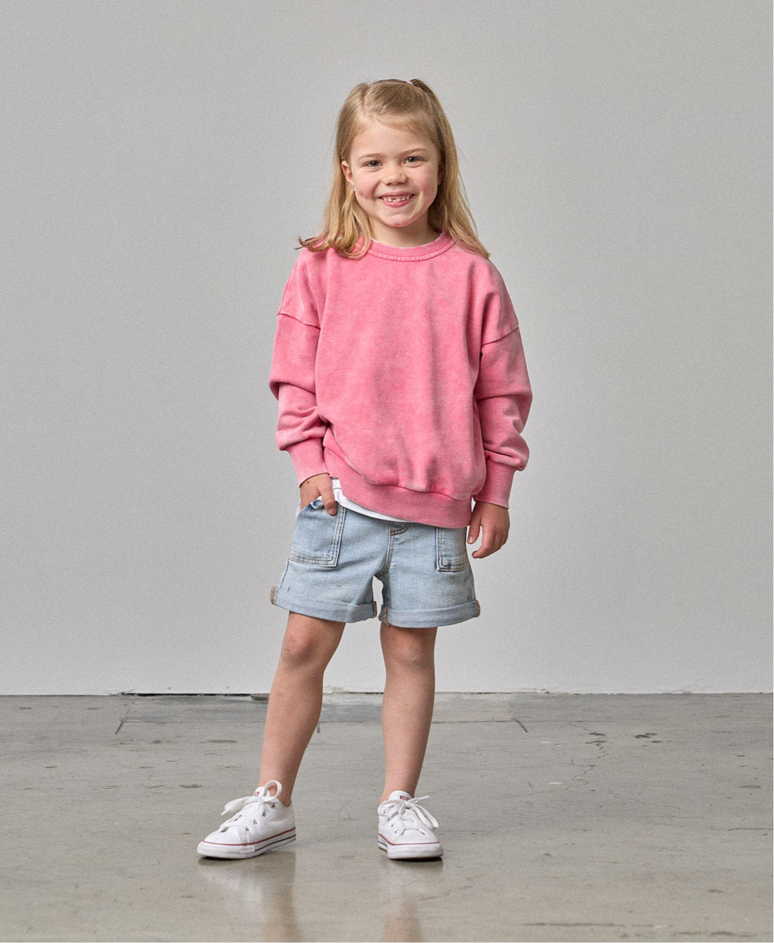 Washed Crewneck Sweatshirt - Electric Pink | Soft & Comfortable Pullover for Women & Men | Perfect for Casual Wear, Gym, and Lounge