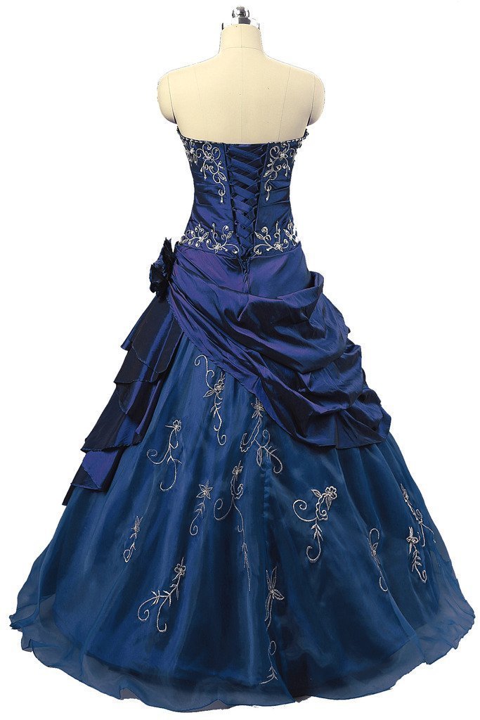 Elegant Silver Embroidered Beaded Princess Evening Ball Gown for Women - Perfect for Prom, Wedding, and Formal Events