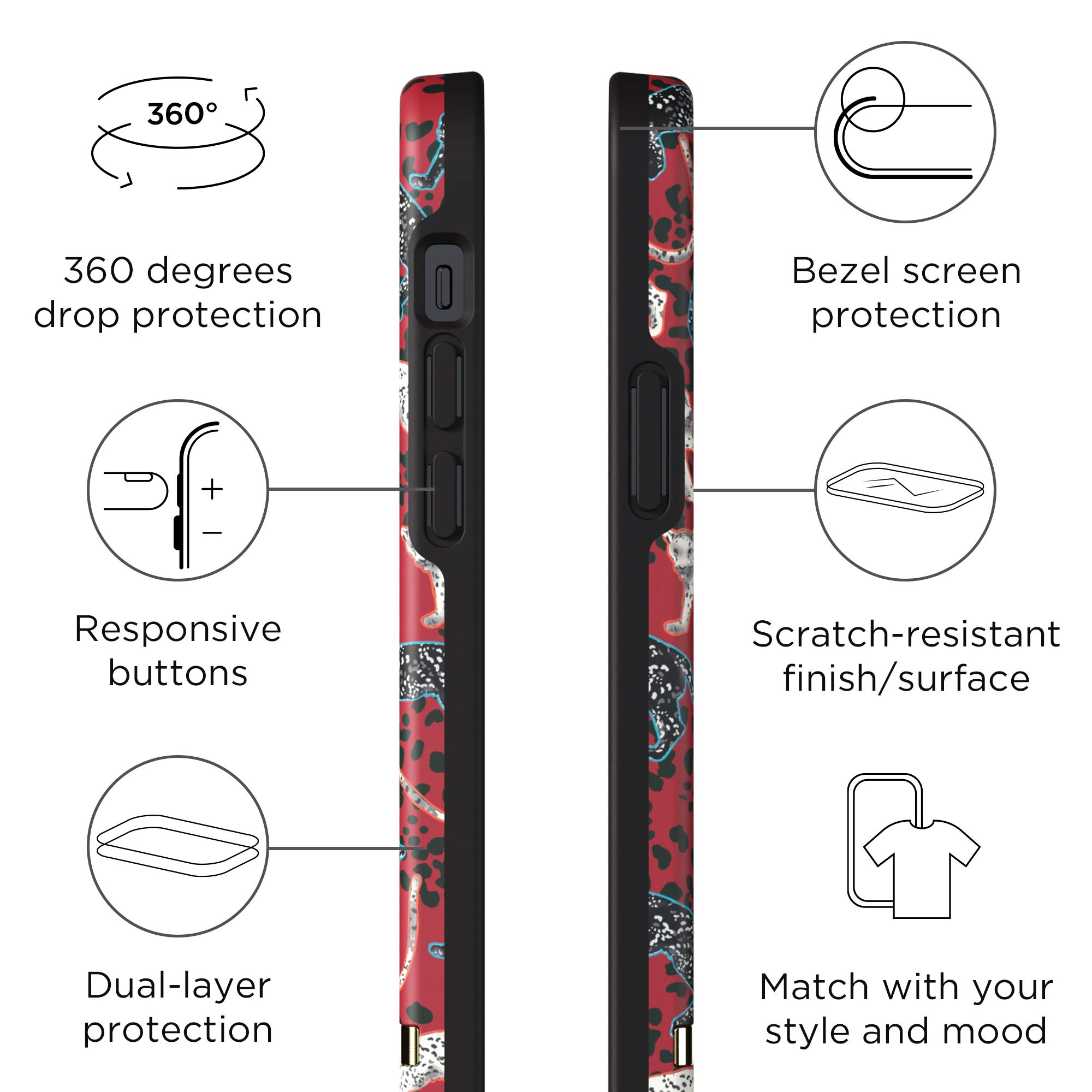 Richmond & Finch iPhone 12 Mini Case - Premium Red Leopard Print Protective Cover for 5.4 Inch | Shockproof & Scratch Resistant | Perfect for Everyday Use, Travel & Outdoor Activities