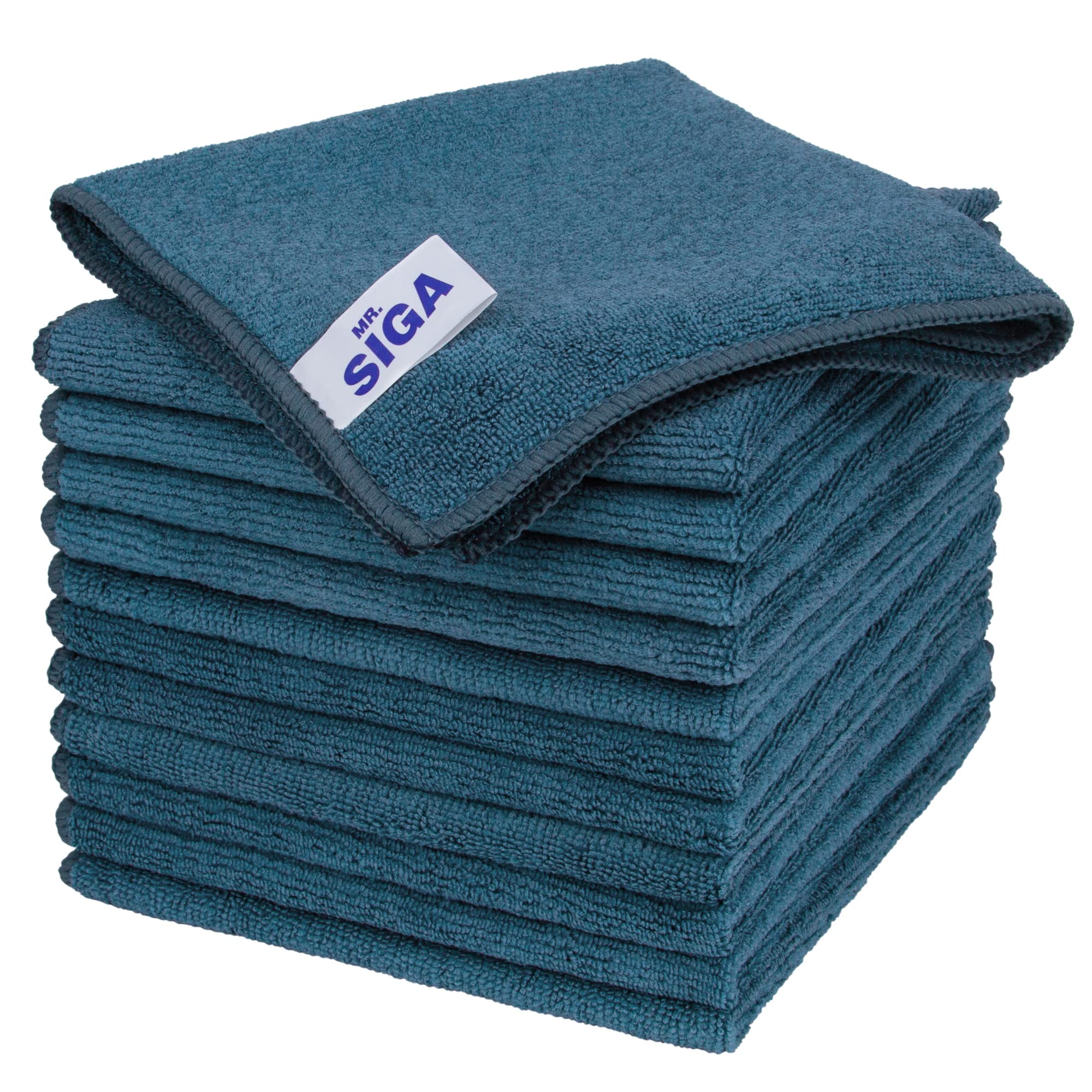 Premium Microfiber Cleaning Cloth - 12 Pack All-Purpose Streak-Free Towels for Cars, Glasses & Household (32x32cm/12.6x12.6in) - Light Teal | Perfect for Auto Detailing, Window Cleaning & Electronics Care