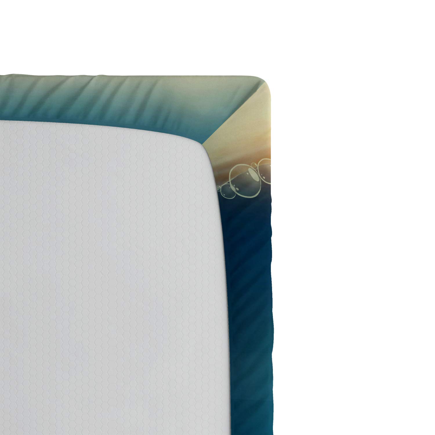 Ambesonne Ocean Themed Fitted Sheet - Underwater Fantasy Kingdom with Shell Houses & Water Bubbles Cartoon Print, Deep Pocket Full Size Bed Cover with All-Around Elastic - Perfect for Kids' Rooms, Beach Themed Decor & Cozy Bedrooms (Teal Brown)