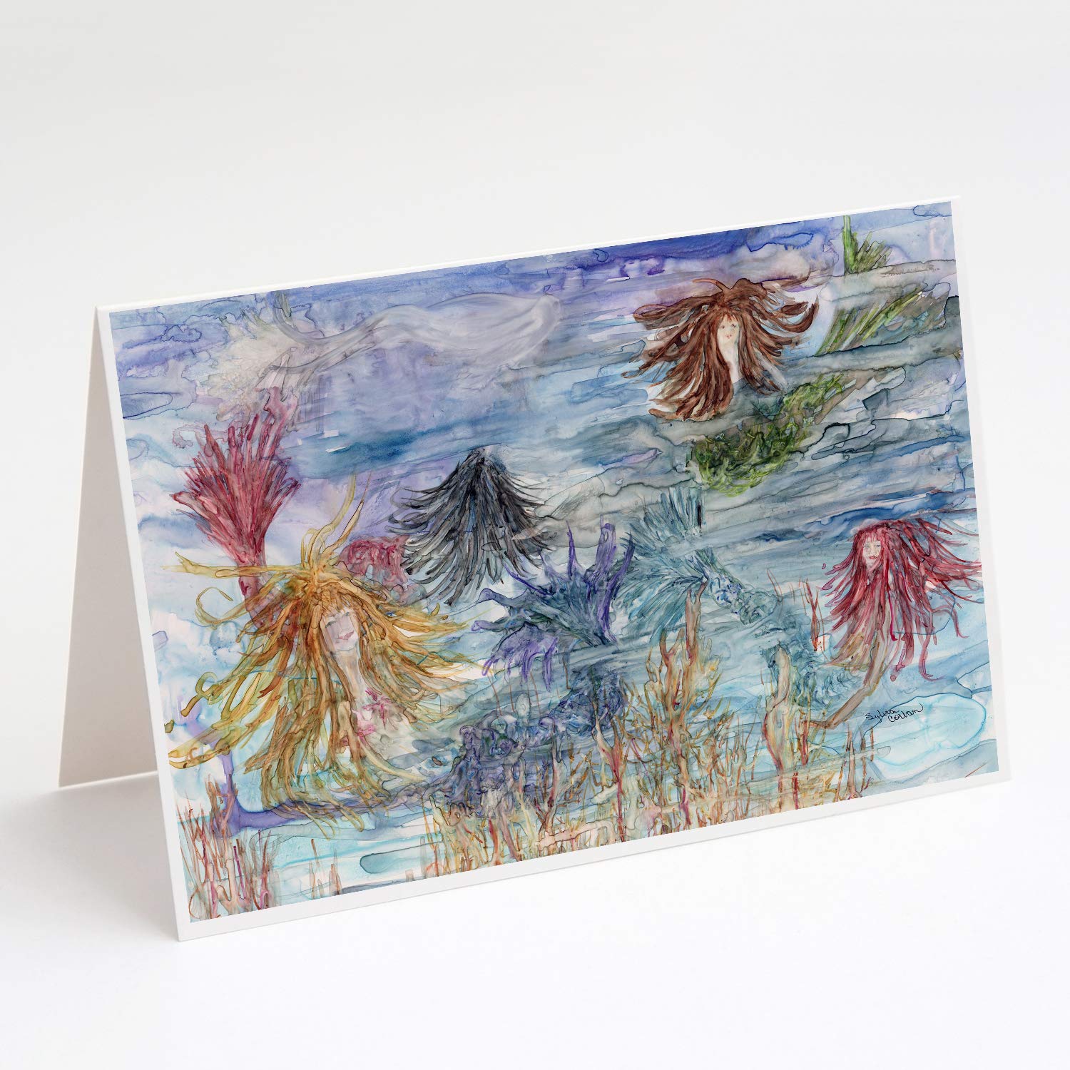 Abstract Mermaid Water Fantasy Greeting Cards & Envelopes - Pack of 8 Blank A7 Note Cards (5x7 Inches) | Whimsical Stationery for Birthdays, Thank You Notes & Special Occasions