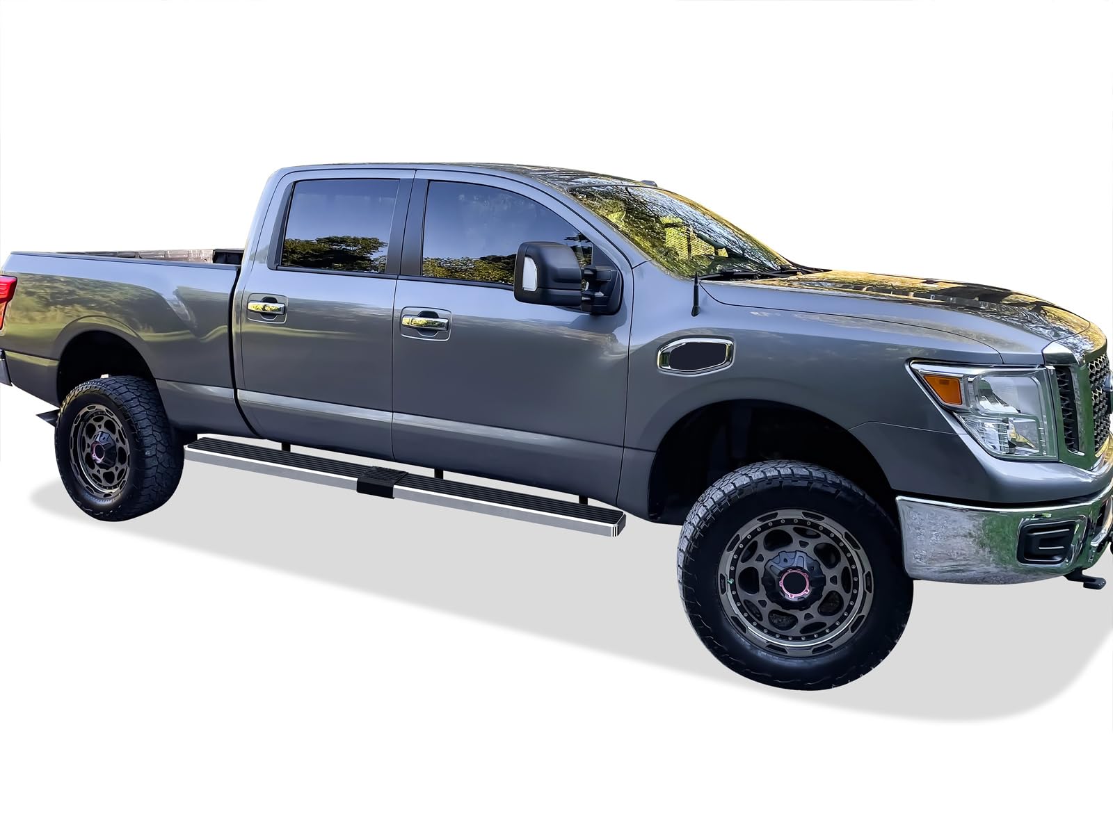 304 Stainless Steel Running Boards Nerf Bars Side Steps for Nissan Titan 2004-2025 Crew Cab 6.5ft Bed & Titan XD 2016-2025 - Silver 6in Wheel-to-Wheel Design (Excludes 2016 Models) | Durable Off-Road Protection & Easy Step Access for Trucks & SUVs