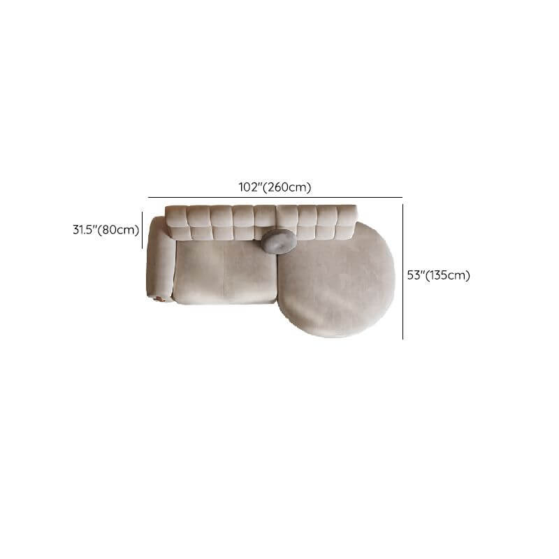 L-Shaped Sectional Sofa with Chaise Lounge, Channel Tufted Back, Soft White Polyester Blend Fabric, Seats 5, Round Arms & Hidden Support - Perfect for Living Room, Family Room or Home Theater