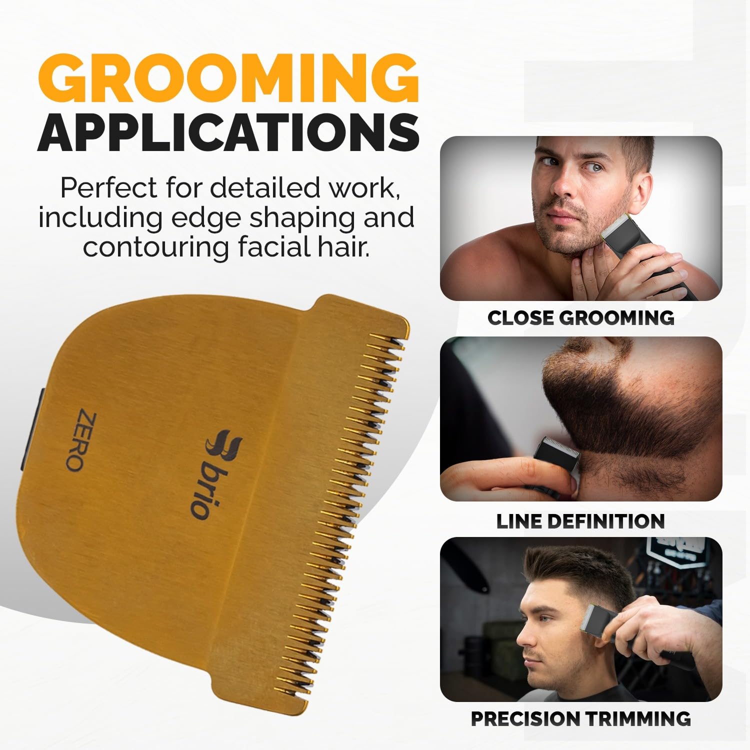 Brio Beardscape V1 & V2 Compatible Zero Blade Gold Trimmer Set with Body Blade & Case - Perfect for Home Beard Grooming & Travel Use