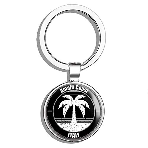 Amalfi Coast Italy Vinyl Vacation Souvenir - Double Sided Stainless Steel Keychain Key Ring with Carabiner Clip | Perfect Travel Gift, Key Finder & Memory Keepsake for Beach Trips, Road Trips and Italian-Themed Parties