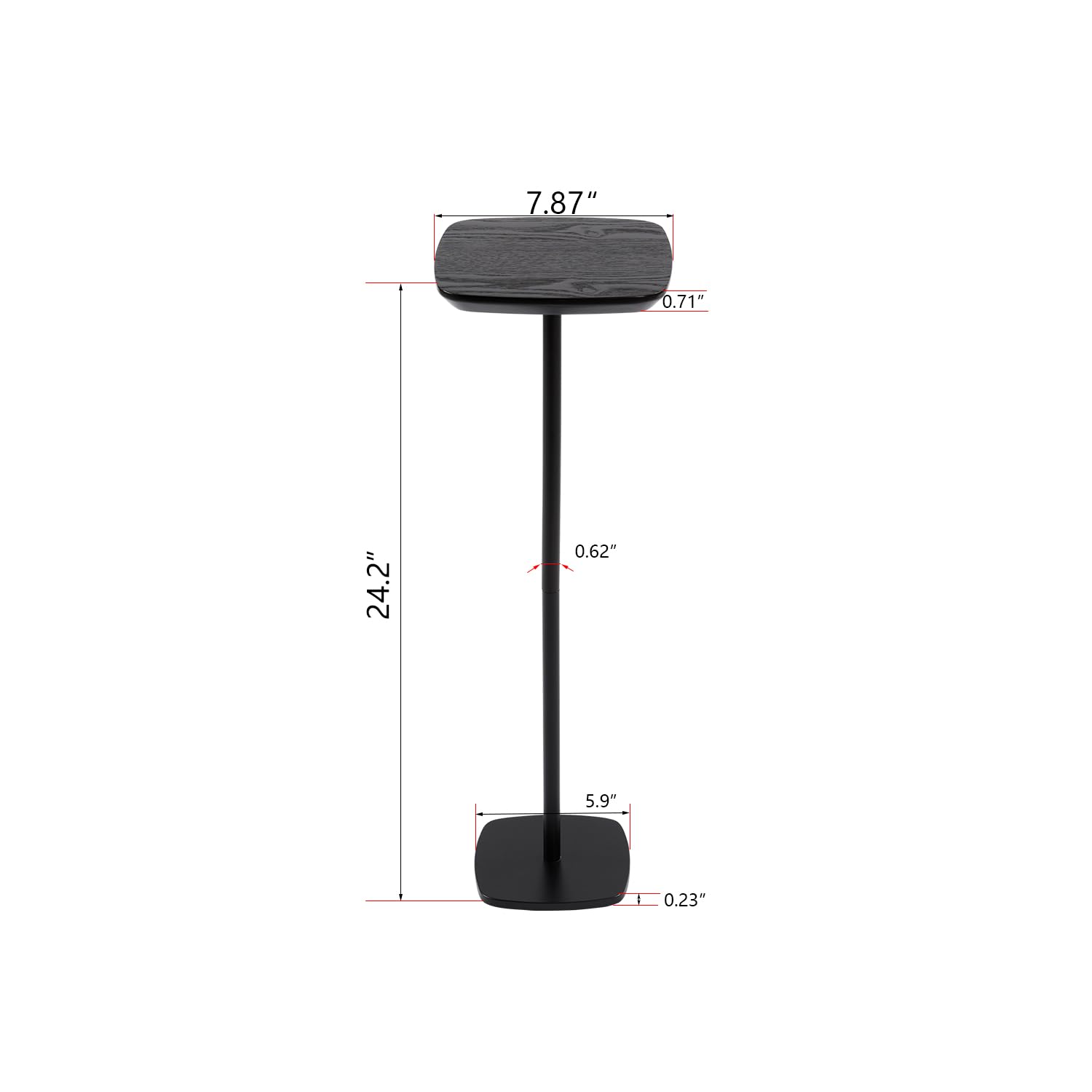 Modern Square Small Drink Table - Black Metal Cocktail Pedestal Stand, Mini Side End Table for Living Room, Bar & Small Spaces | Perfect for Martini Nights, Coffee Breaks & Compact Home Decor