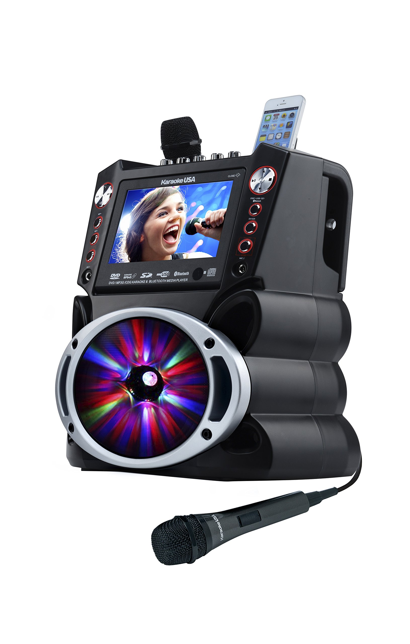 Karaoke USA GF845 Complete Karaoke System with 2 Wireless Microphones, Remote Control & 7