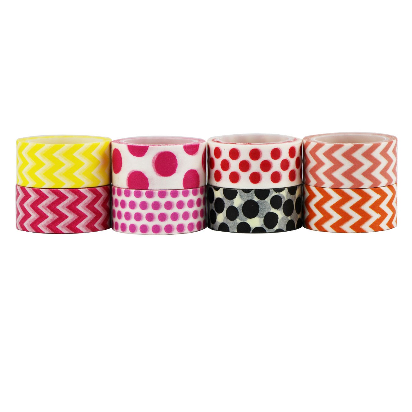8pcs Dots & Arrows Washi Tape Set - Decorative Masking Tapes for Scrapbooking, DIY Crafts, Journaling, Gift Wrapping & Home Decor - Adhesive Paper Tape for Bullet Journals, Planners & Card Making (Pattern-2)
