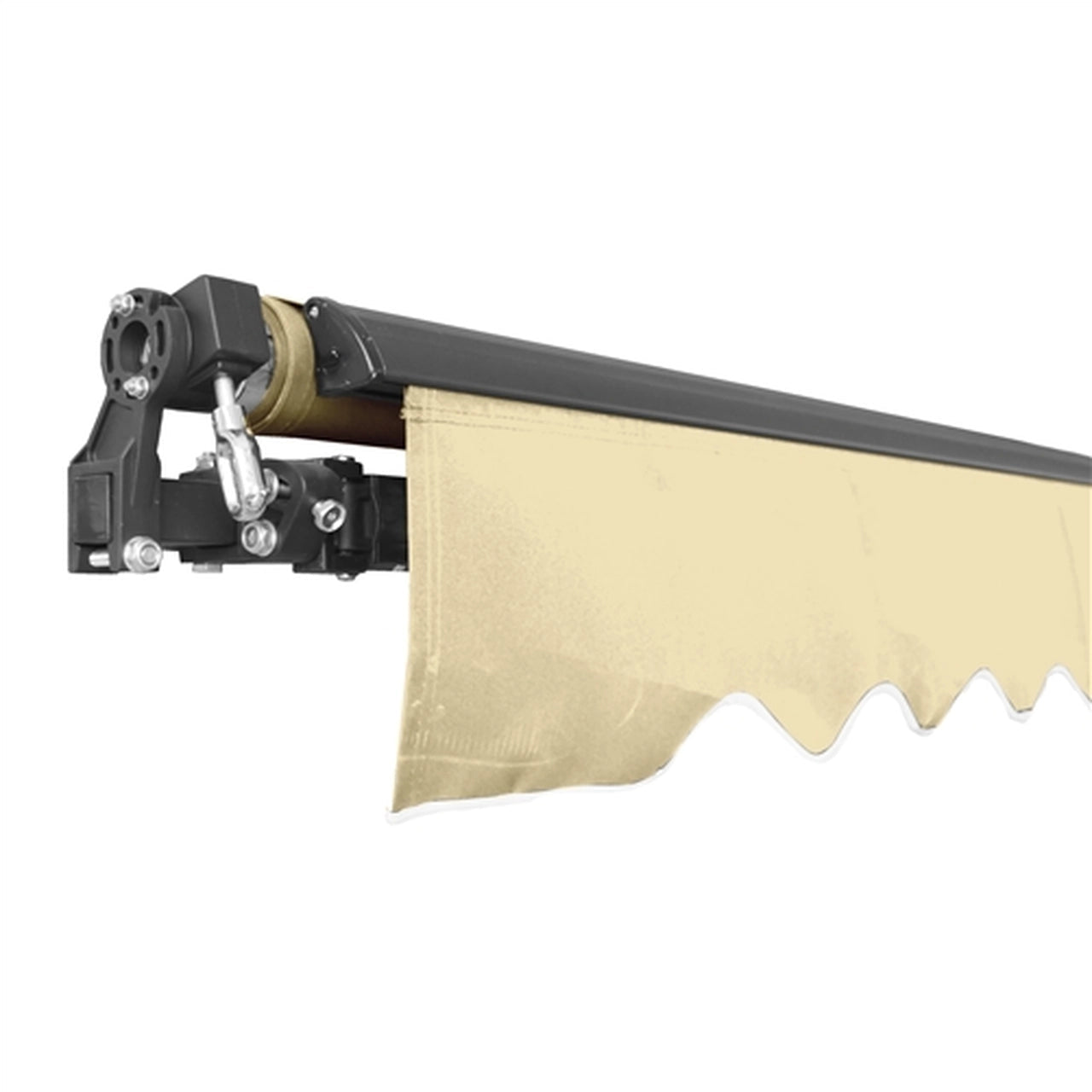 Aleko 20x10 Feet Motorized Retractable Patio Awning with Black Frame in Ivory - Perfect for Outdoor Shade, Backyard Relaxation, and Deck Protection