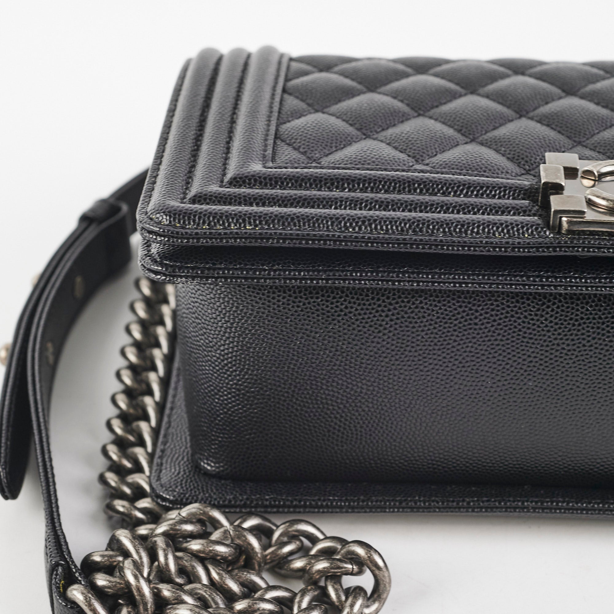 Chanel Caviar Leather Old Medium Boy Bag in Black - Luxury Handbag for Women, Perfect for Evening Events & Daily Use
