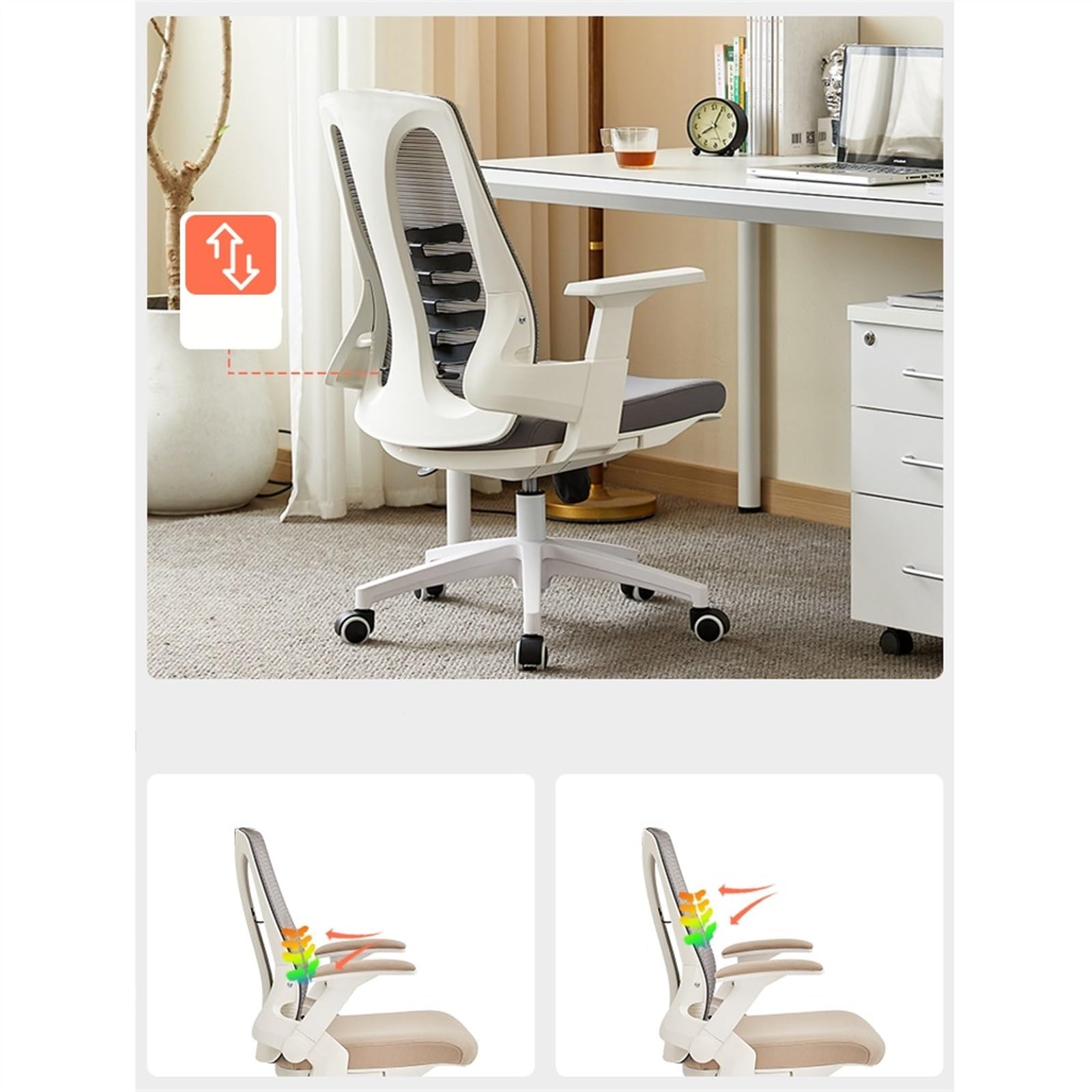 Premium Ergonomic Executive Desk Chair - Adjustable Lumbar Support Office Chair with Lift Seat for Home & Office - Comfortable Computer Chair for Long Hours Sitting, Study & Conference (Black)