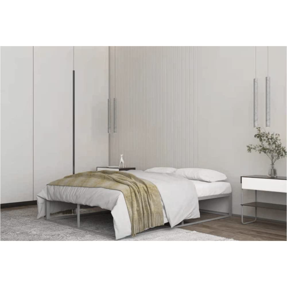 NYCSUOANI Full Size Metal Bed Frame - Sturdy Platform Bed with Box Spring, Strong Steel Structure, Grey - Perfect for Modern Bedrooms & Guest Rooms
